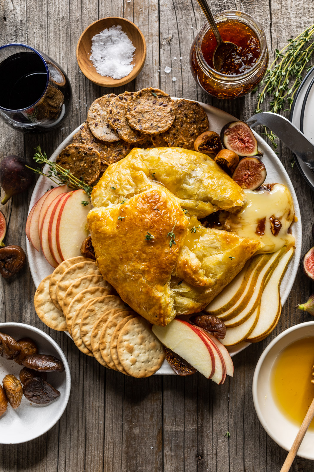 Baked Brie in Puffed Pastry With Honey Bourbon Figs