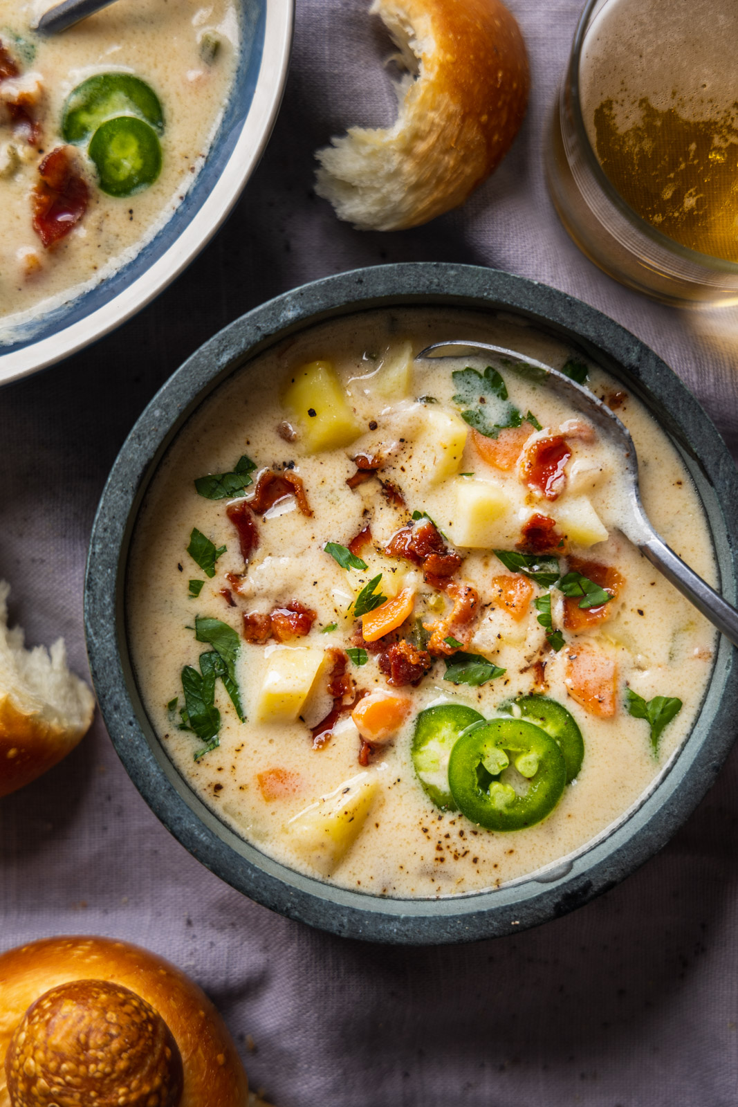 Smoky Jalapeño cheddar potato soup