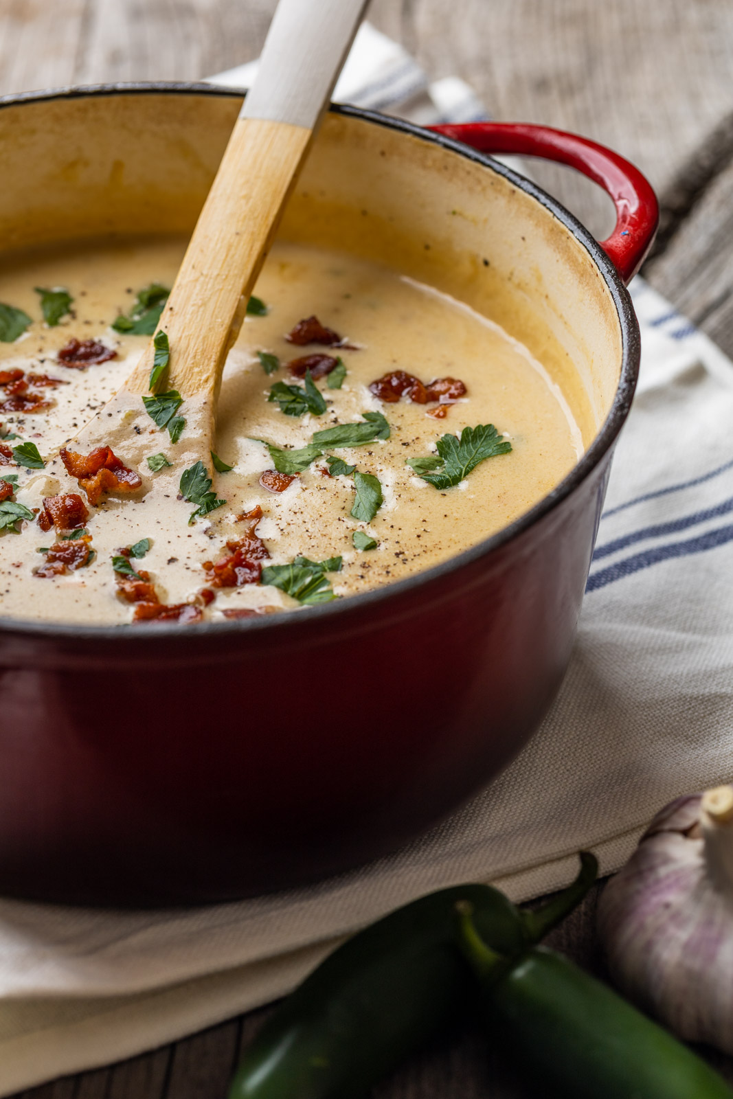 Smoky Jalapeño cheddar potato soup