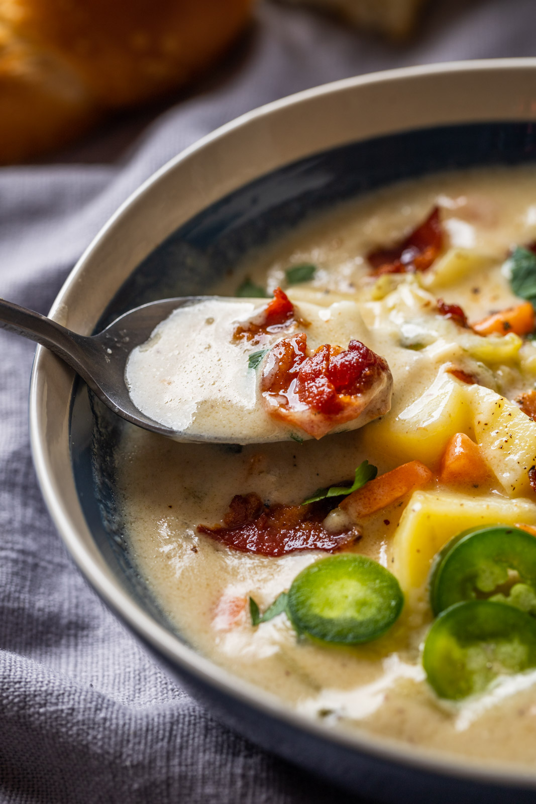 Smoky Jalapeño cheddar potato soup