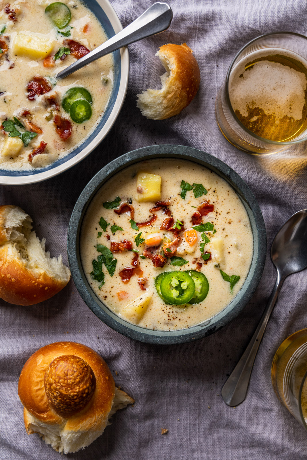 Smoky Jalapeño cheddar potato soup