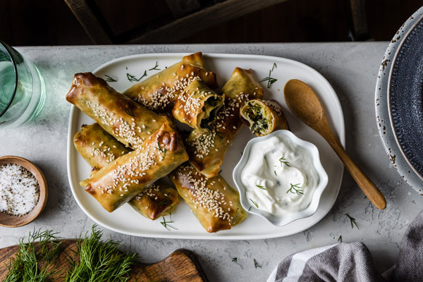 Crispy Spanakopita Spring Rolls