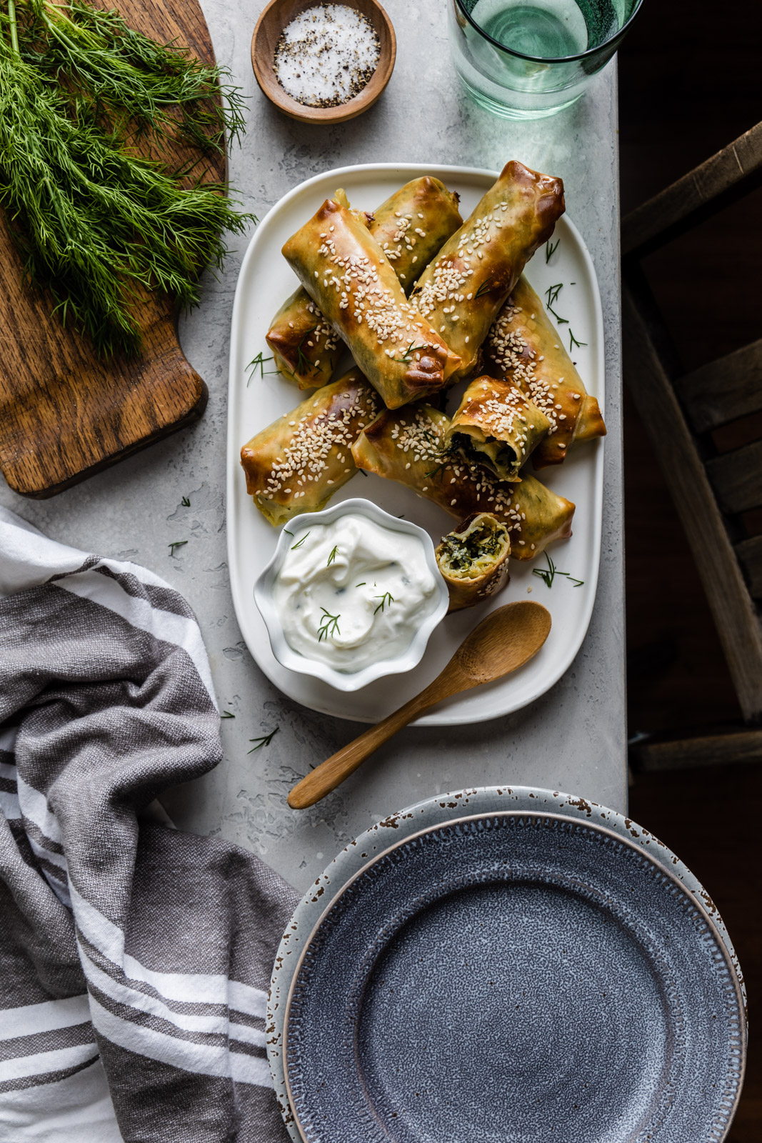 Crispy Spanakopita Spring Rolls