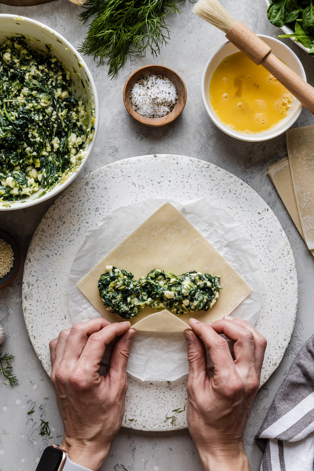 Crispy Spanakopita Spring Rolls