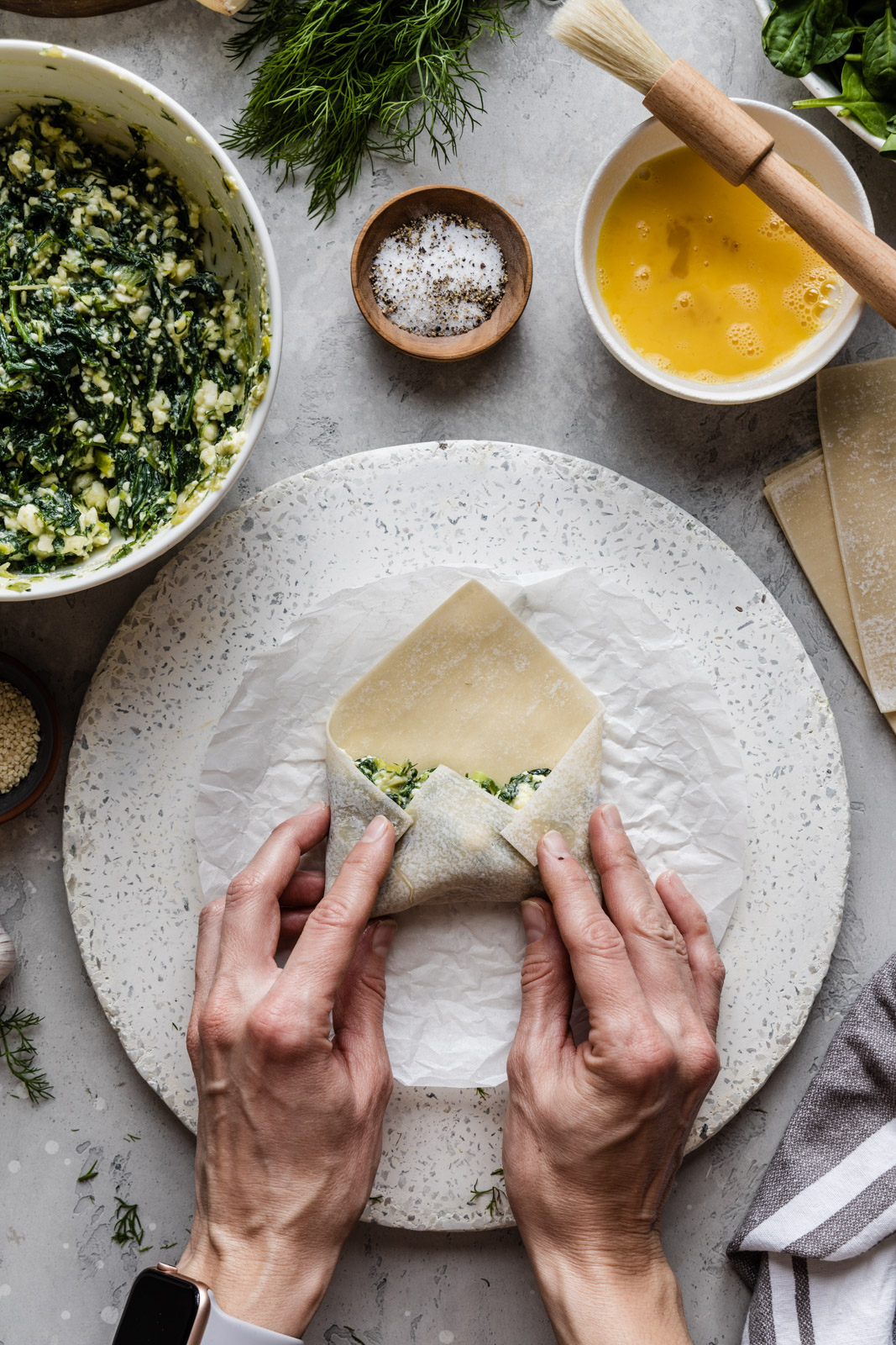 Crispy Spanakopita Spring Rolls