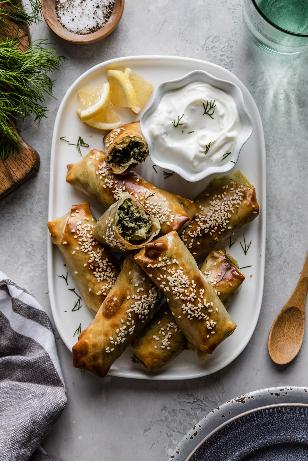 Crispy Spanakopita Spring Rolls