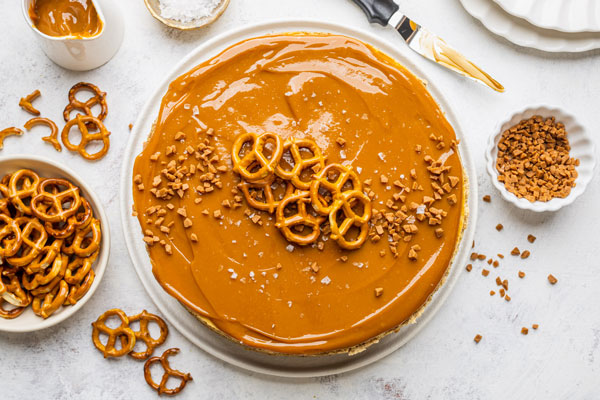 Caramel Cheesecake With a Pretzel Crust