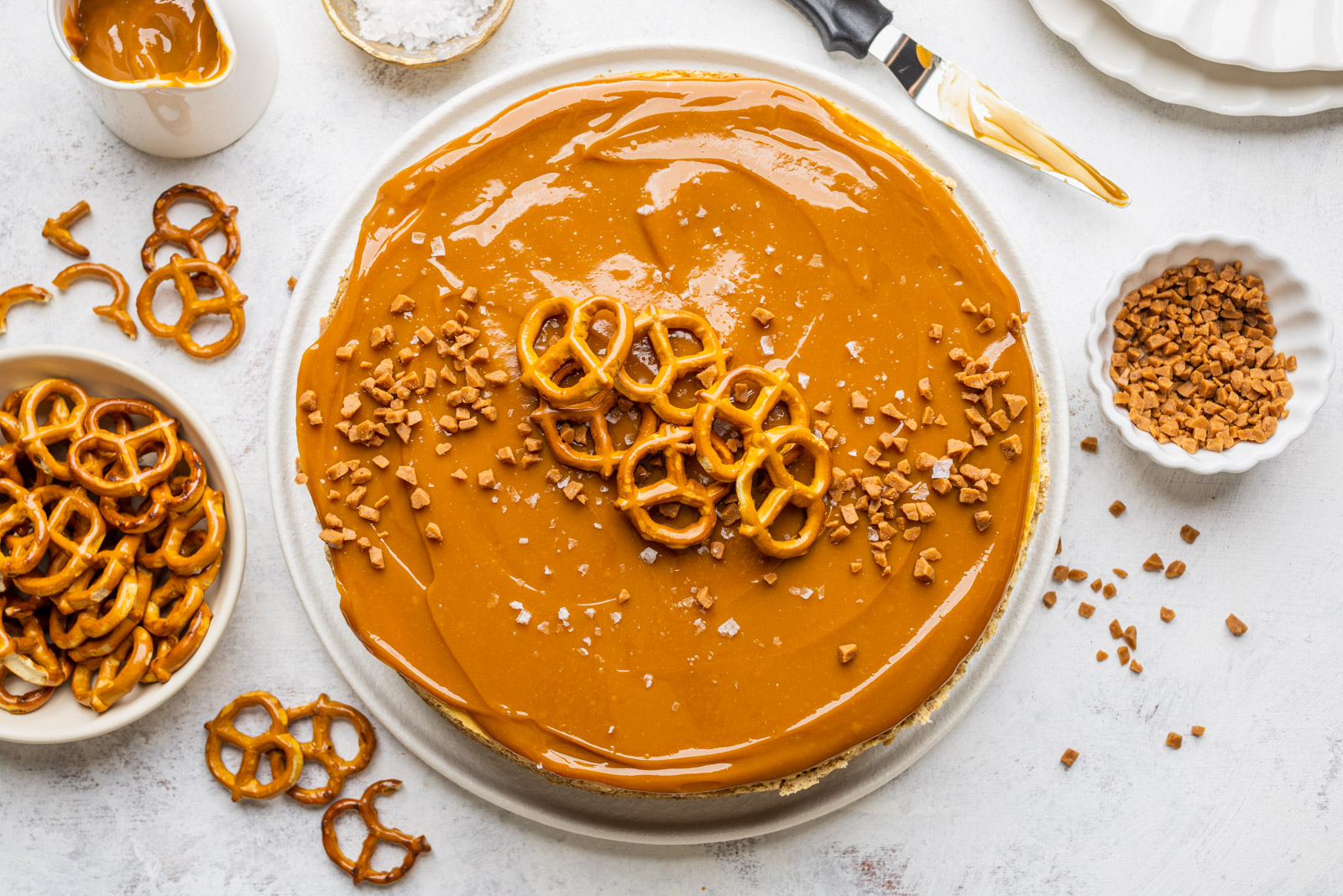 Caramel Cheesecake With a Pretzel Crust