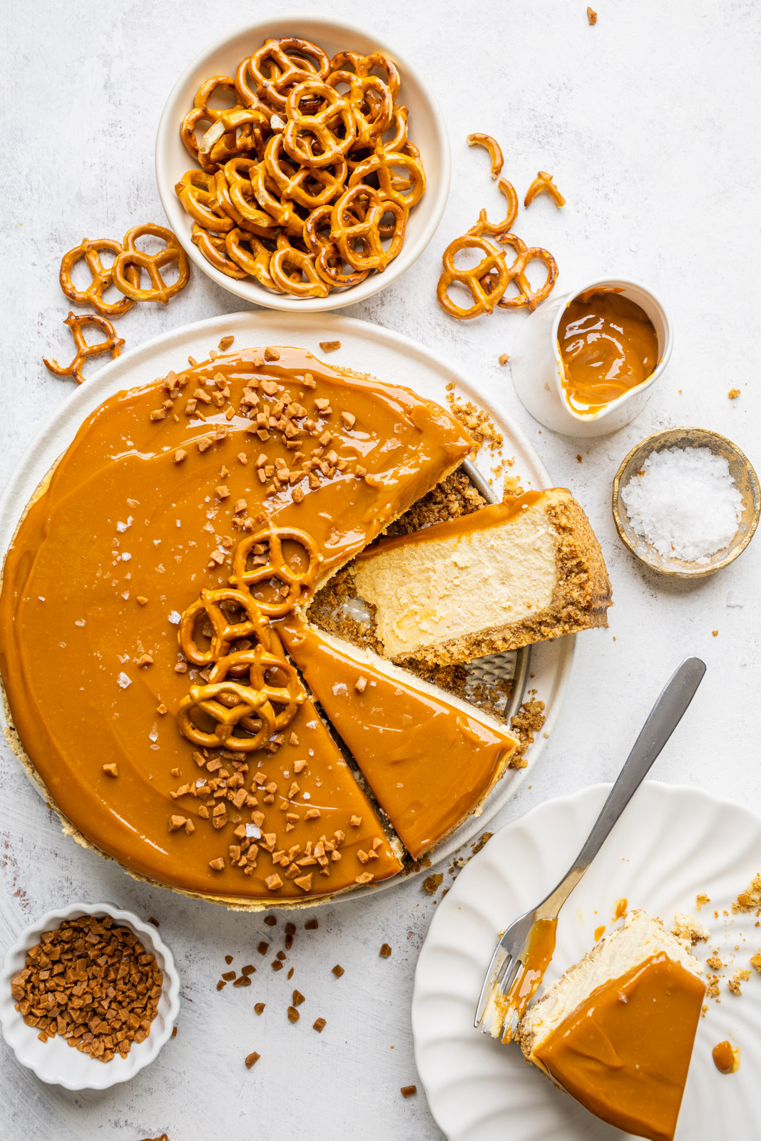 Caramel Cheesecake With a Pretzel Crust