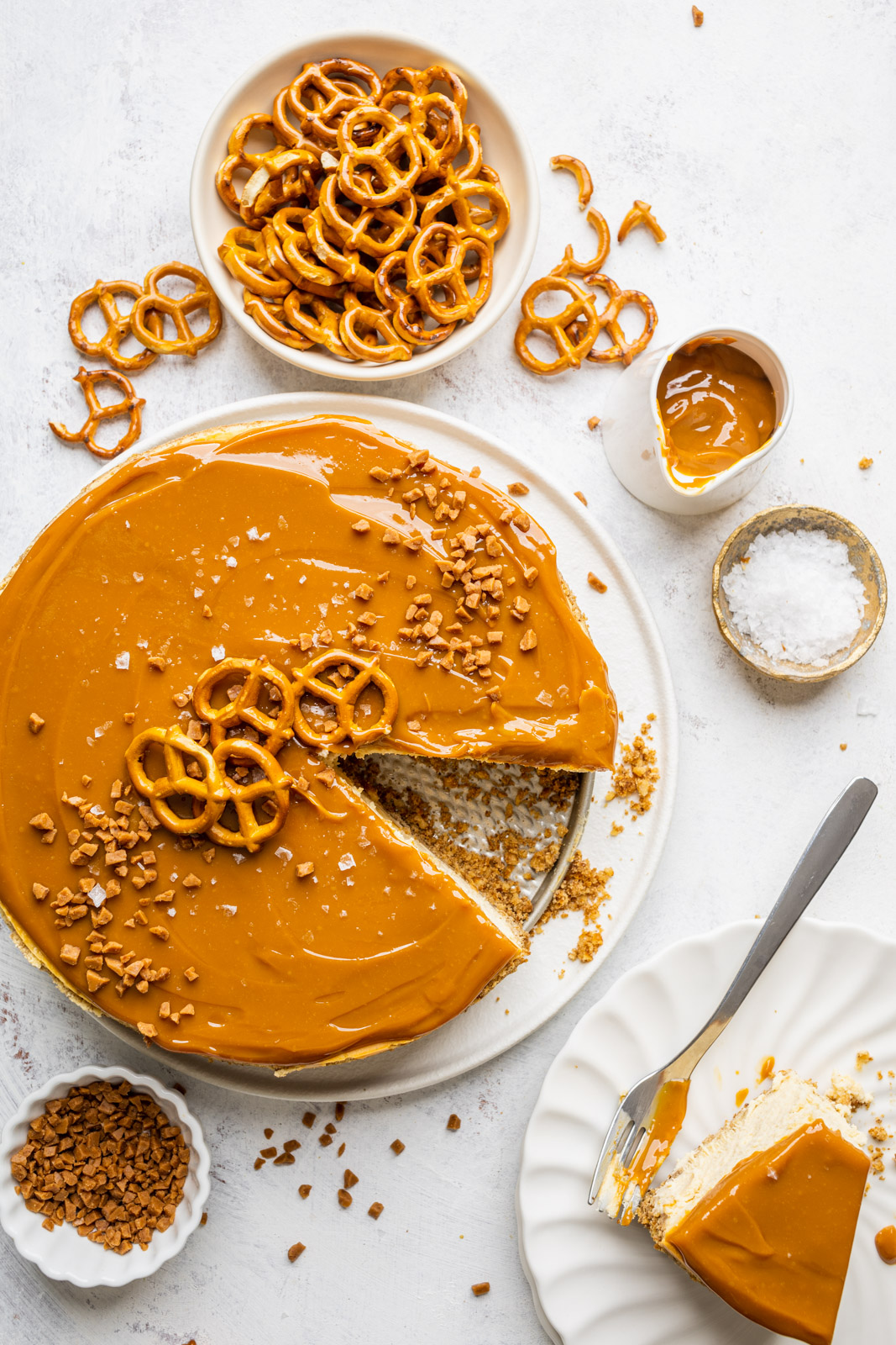 Caramel Cheesecake With a Pretzel Crust