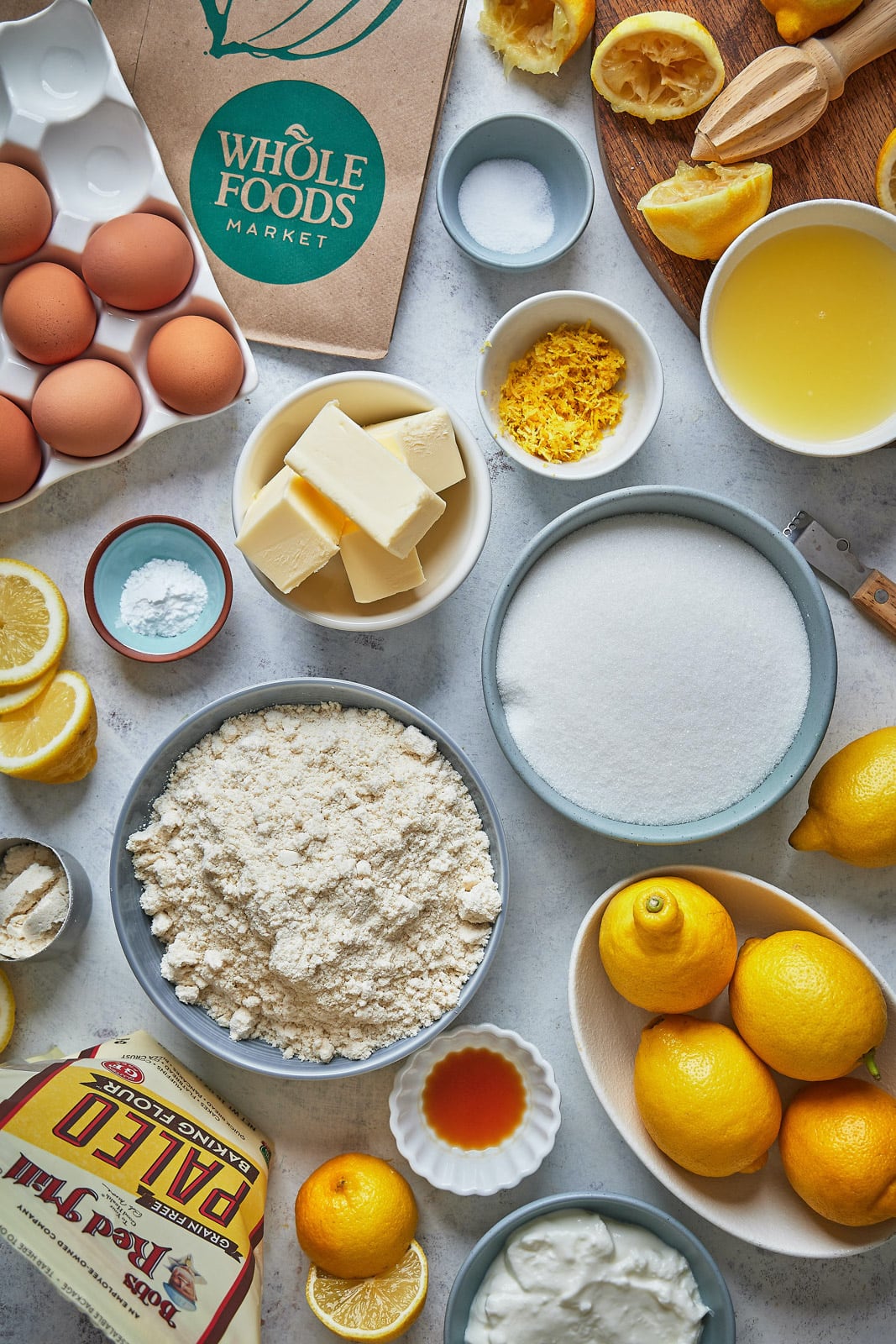 Lemon Bundt Cake ingredients all layed out