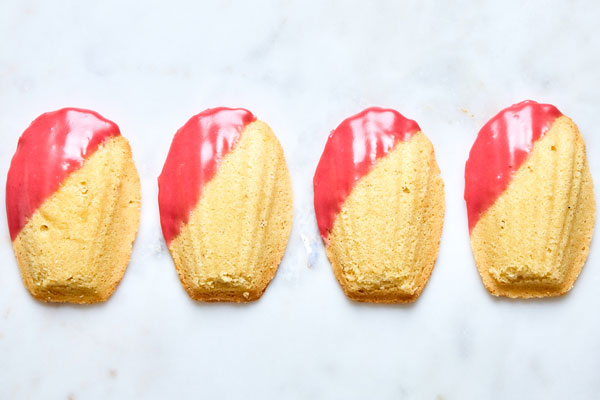 Easy Lemon Almond Madeleines With a Raspberry Glaze