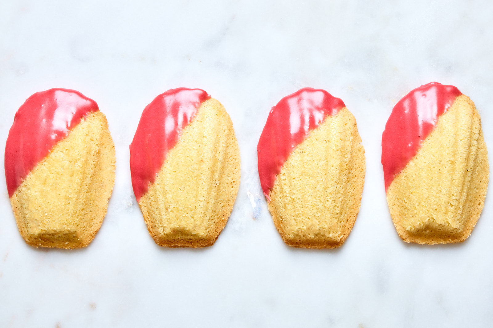 Easy Lemon Almond Madeleines With a Raspberry Glaze