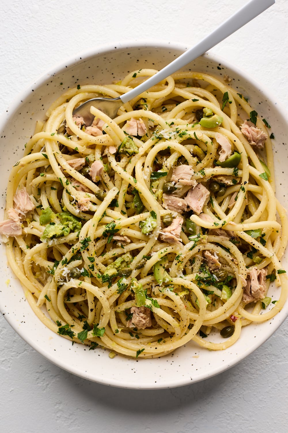 Simple Lemony Tuna Bucatini