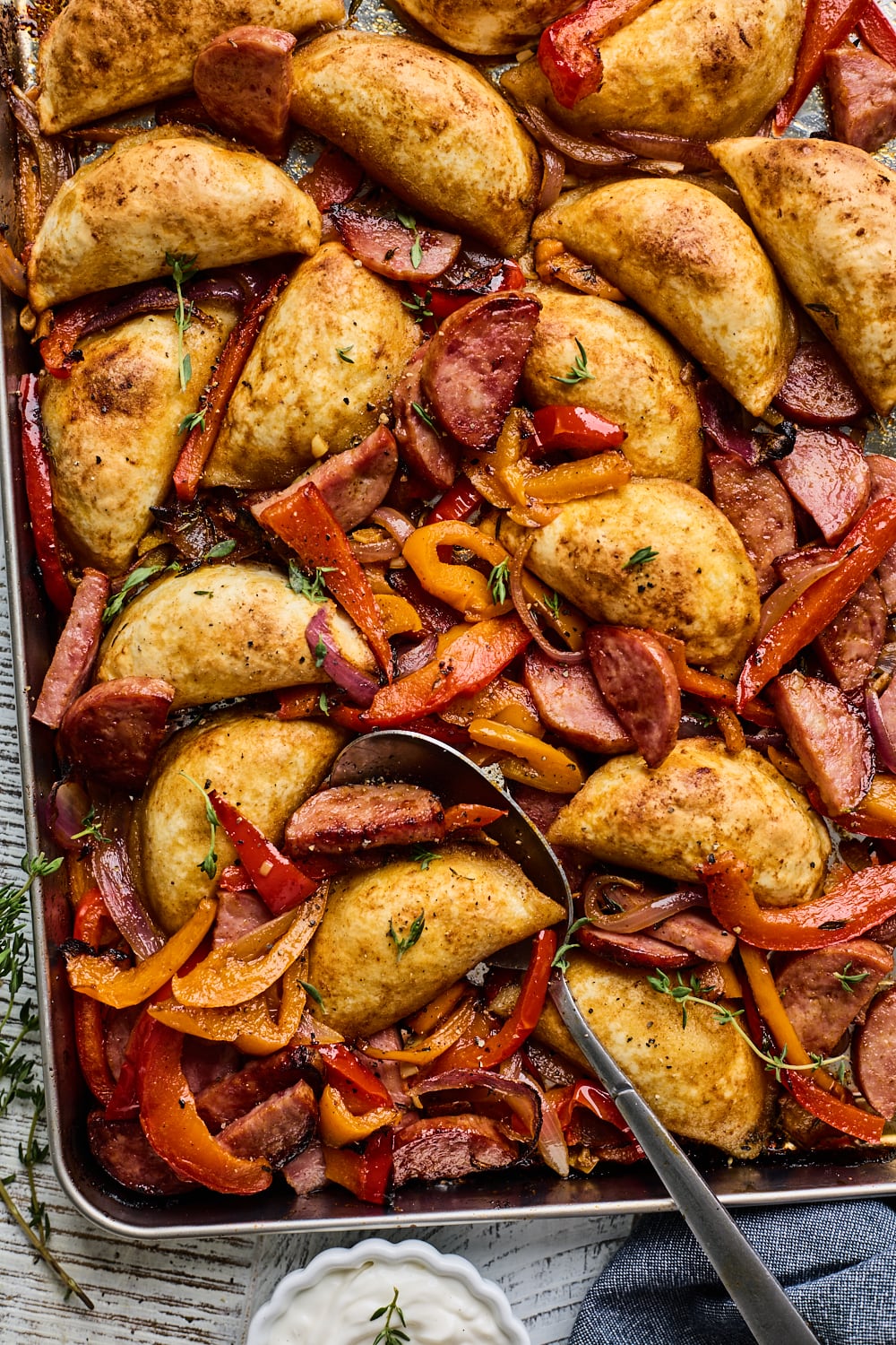 Easy Pierogi Sausage and Veggie Sheet Pan Dinner