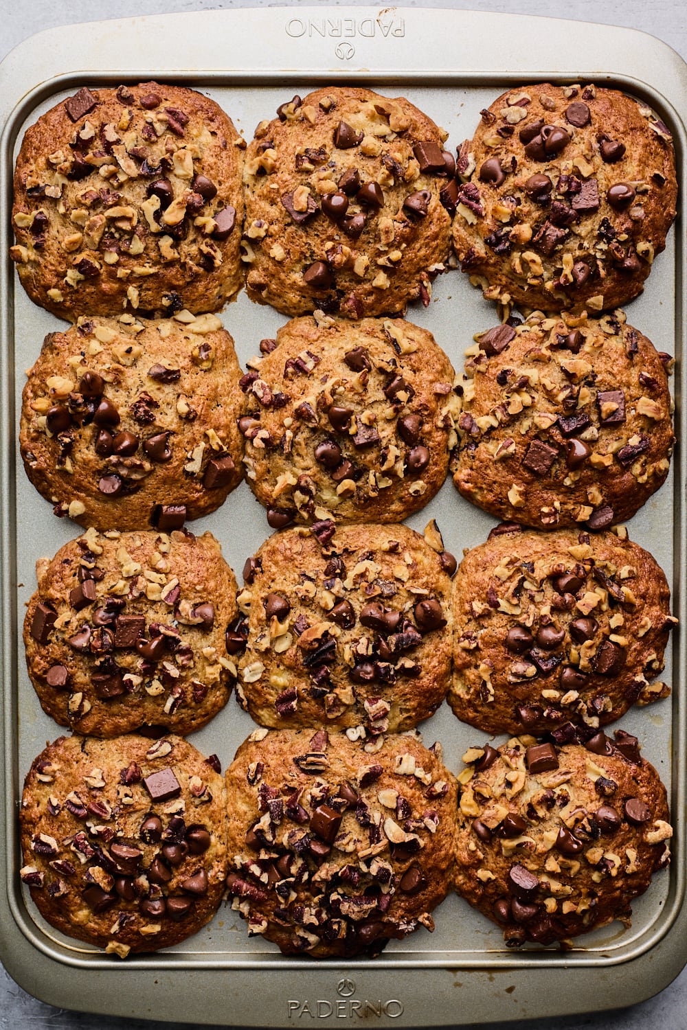 Bakery Style Banana Nut and Chocolate Chunk Muffins