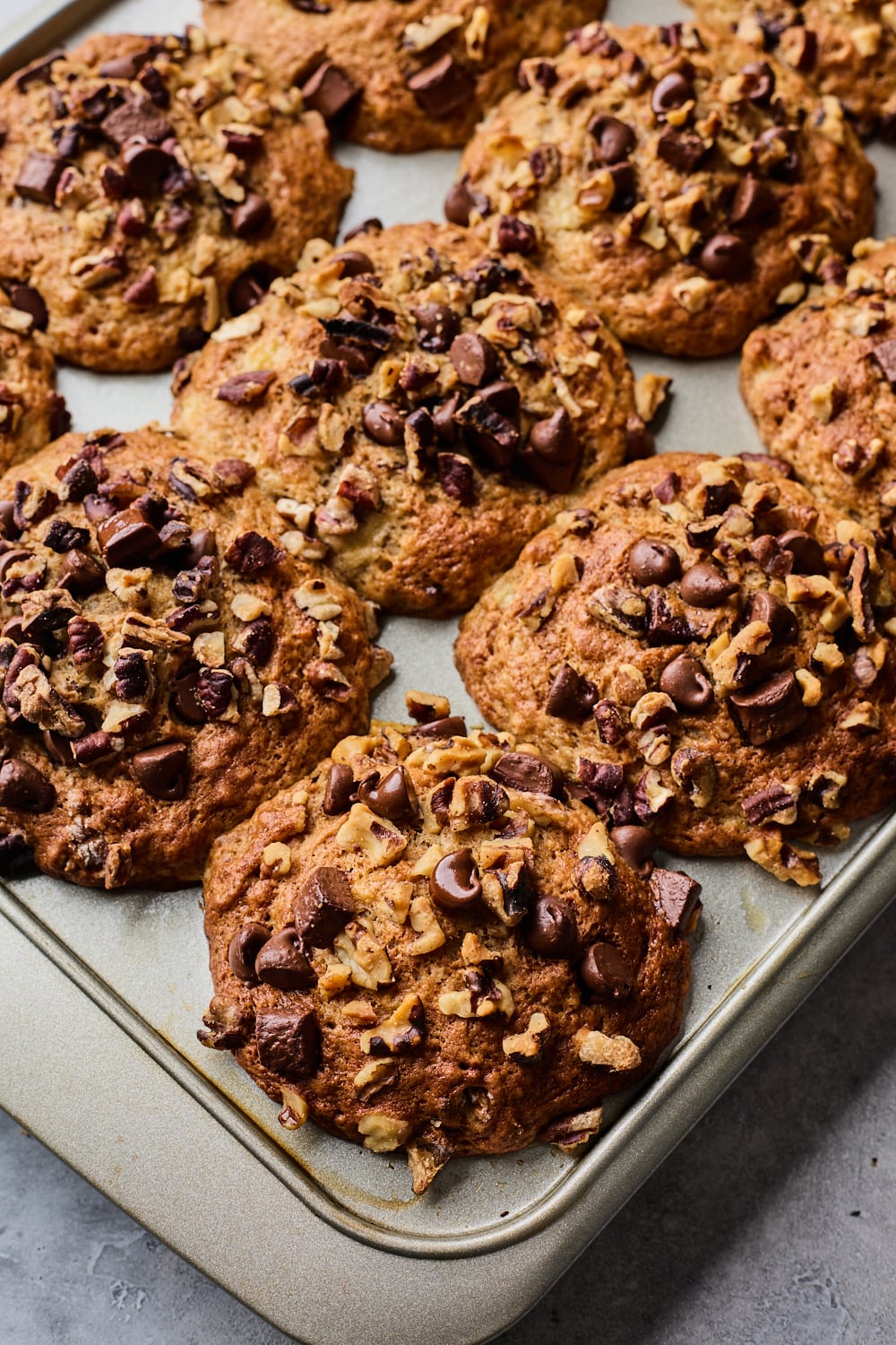 Bakery Style Banana Nut and Chocolate Chunk Muffins