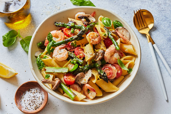 One Pot Shrimp Pasta Primavera