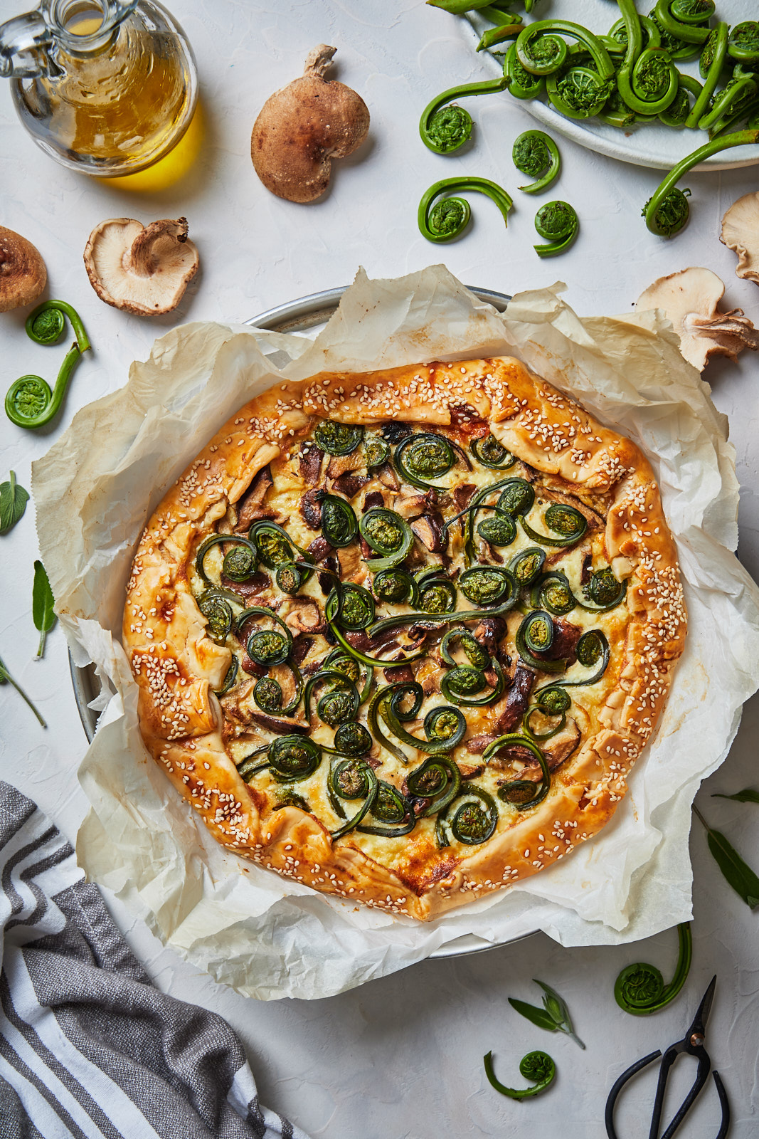 Fiddlehead and Mushroom Galette