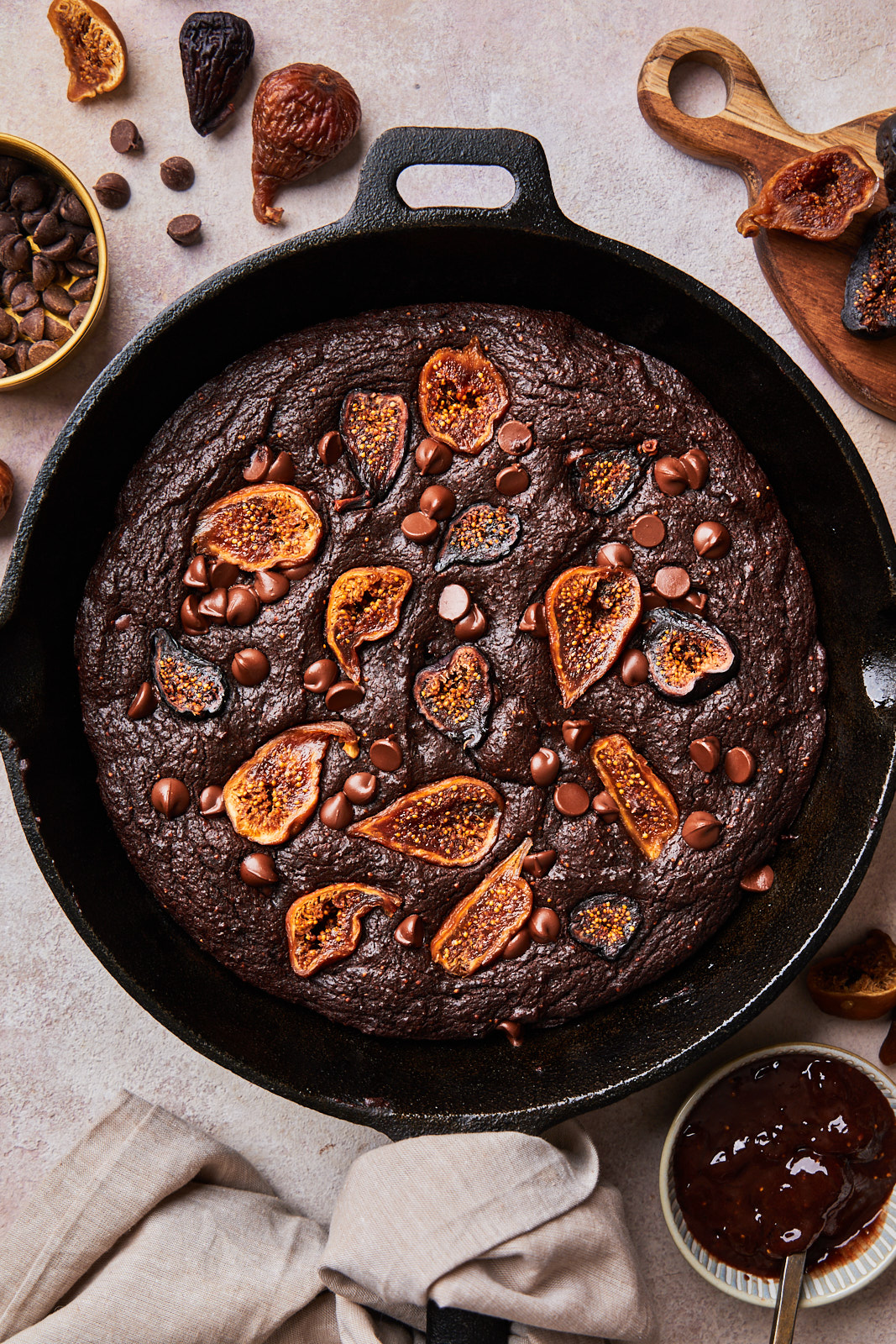 Chocolate Fig skillet brownies