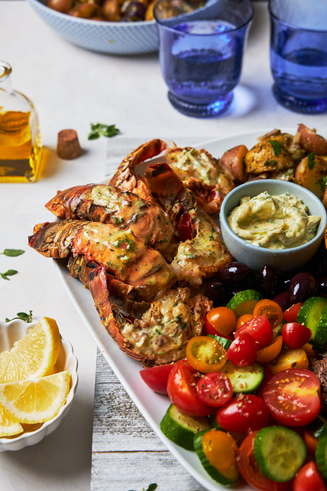 Grilled Lobster Tail and Steak Platter