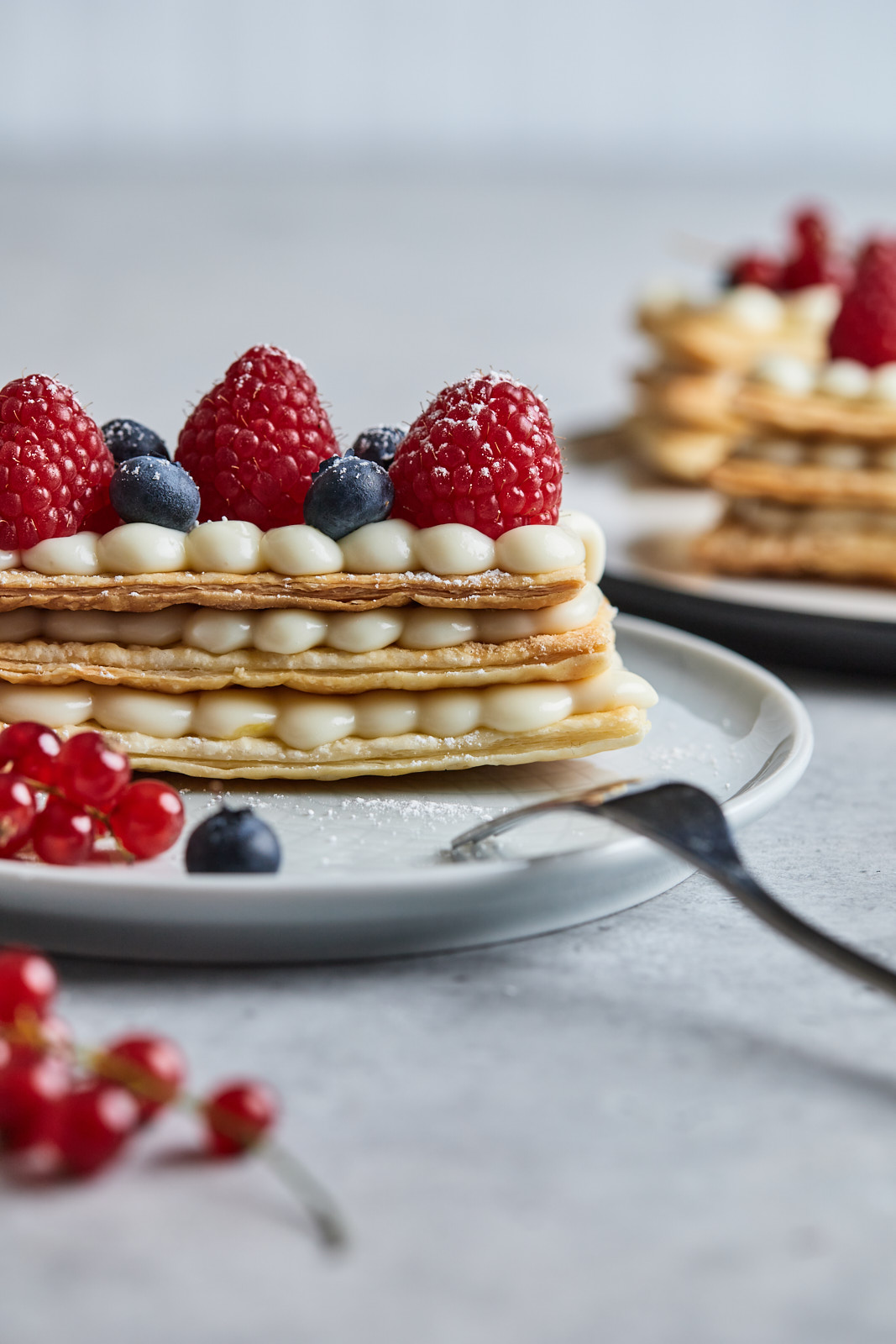 Berry and Creamy White Chocolate and Yogurt Mille Feuille