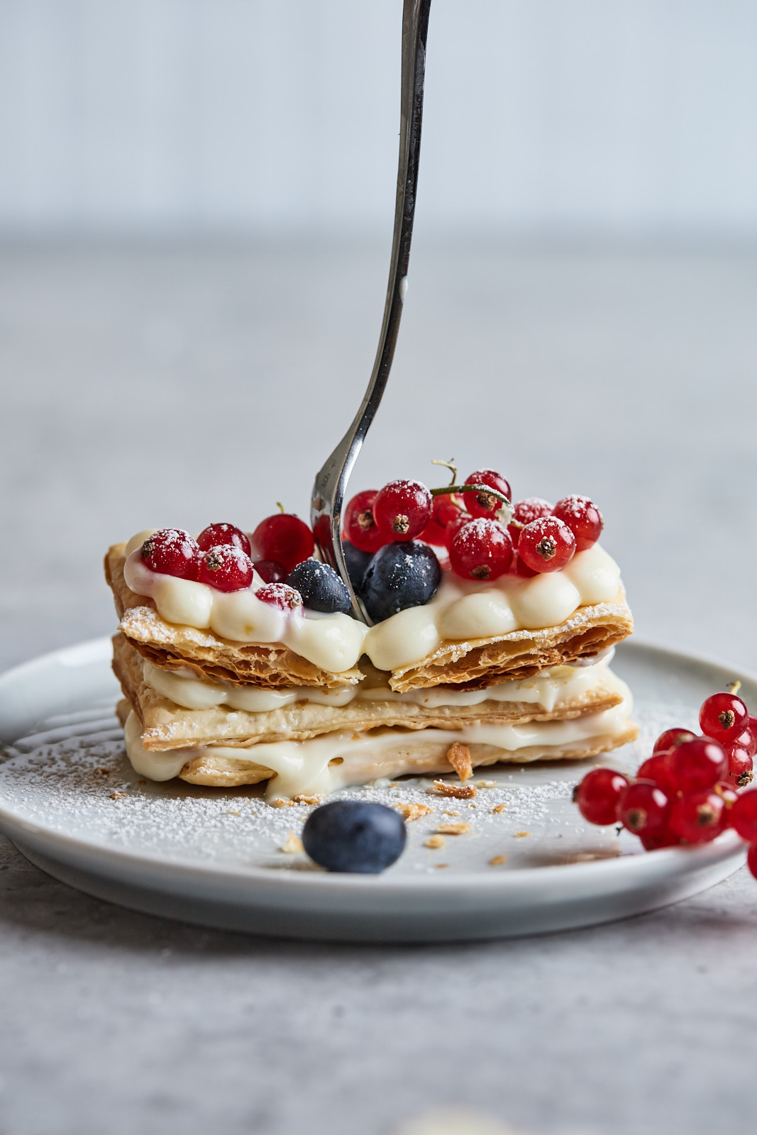 Berry and Creamy White Chocolate and Yogurt Mille Feuille