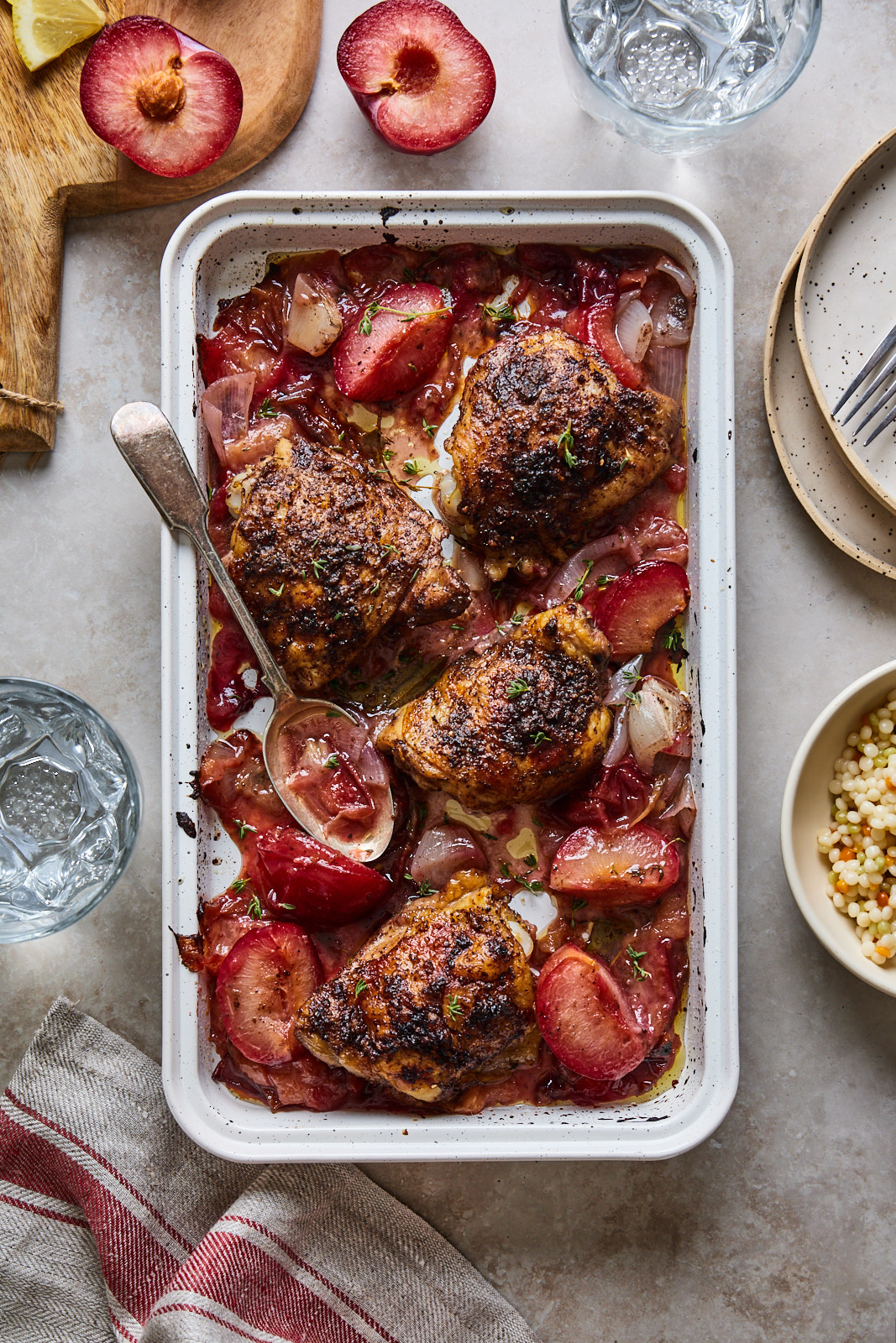 Sheet Pan Sumac Spiced Chicken With Plums