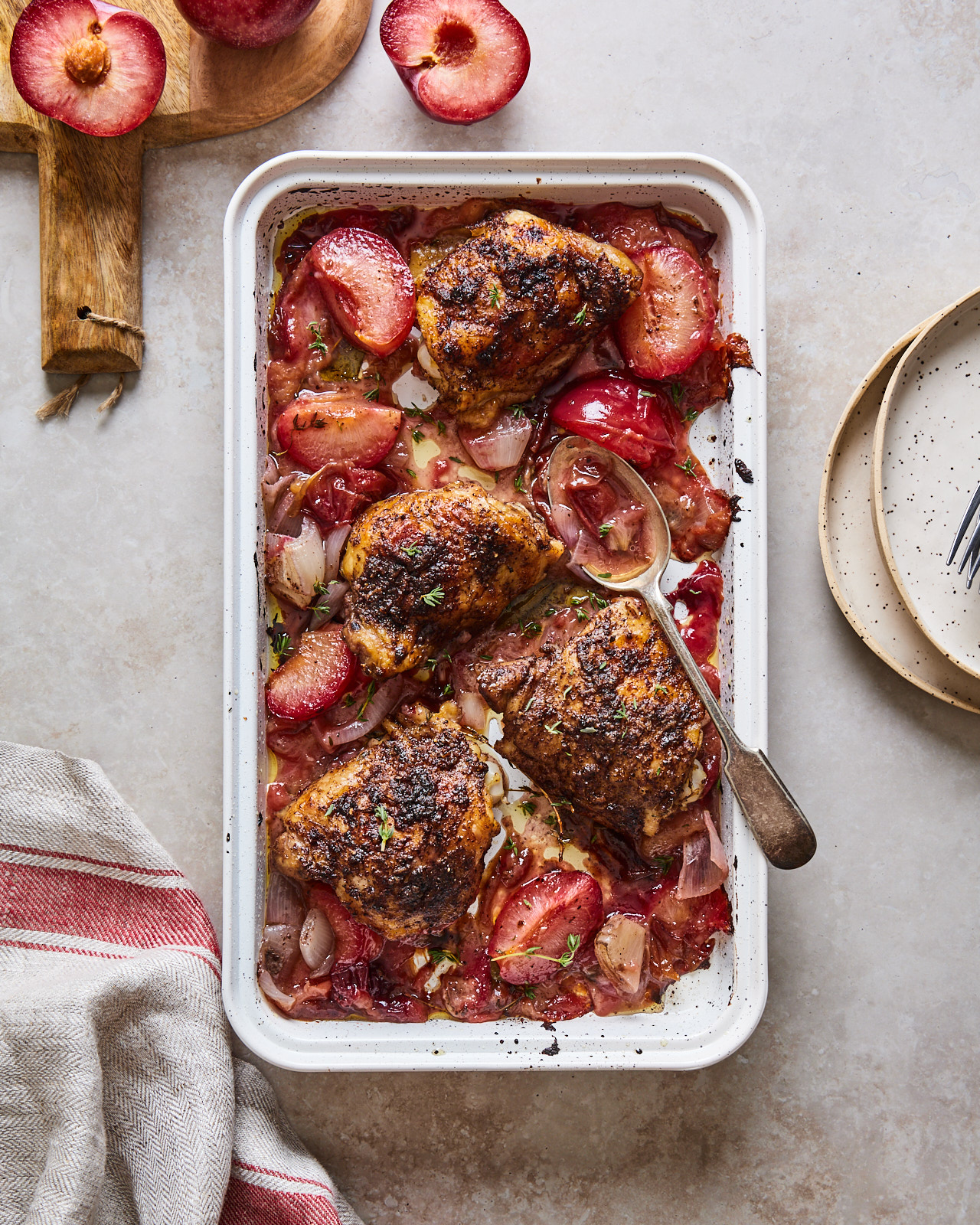 Sheet Pan Sumac Spiced Chicken With Plums