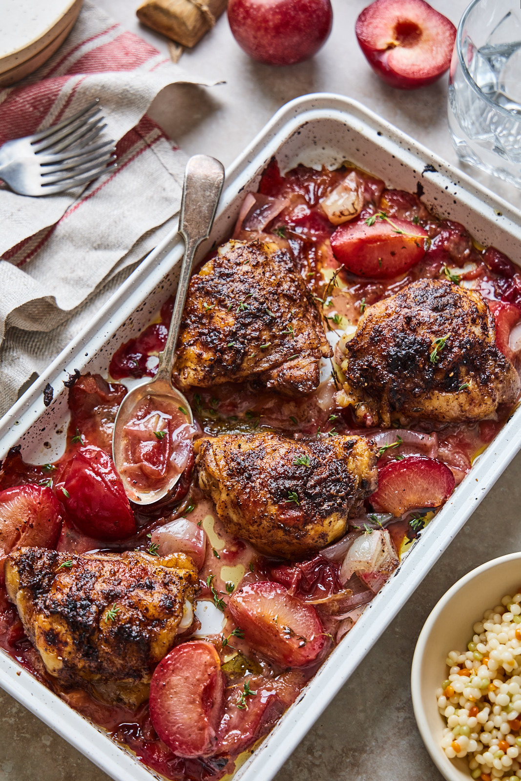 Sheet Pan Sumac Spiced Chicken With Plums