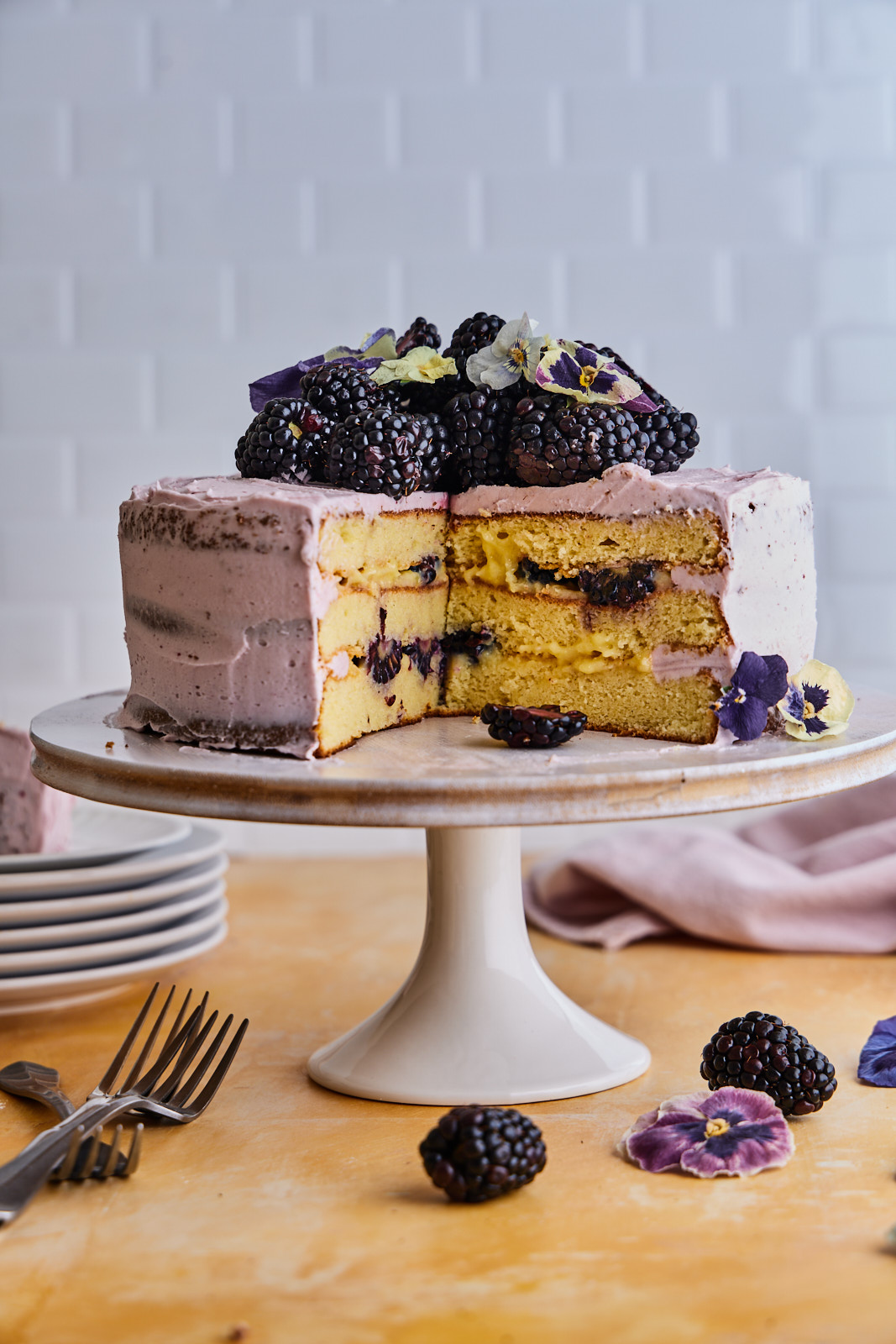 Lemon Blackberry Gluten Free Almond Flour Layer Cake