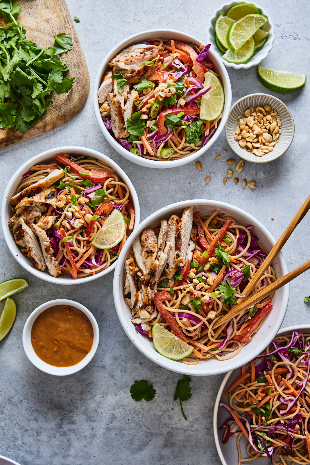 Cold Peanut Noodle Salad With Grilled Chicken