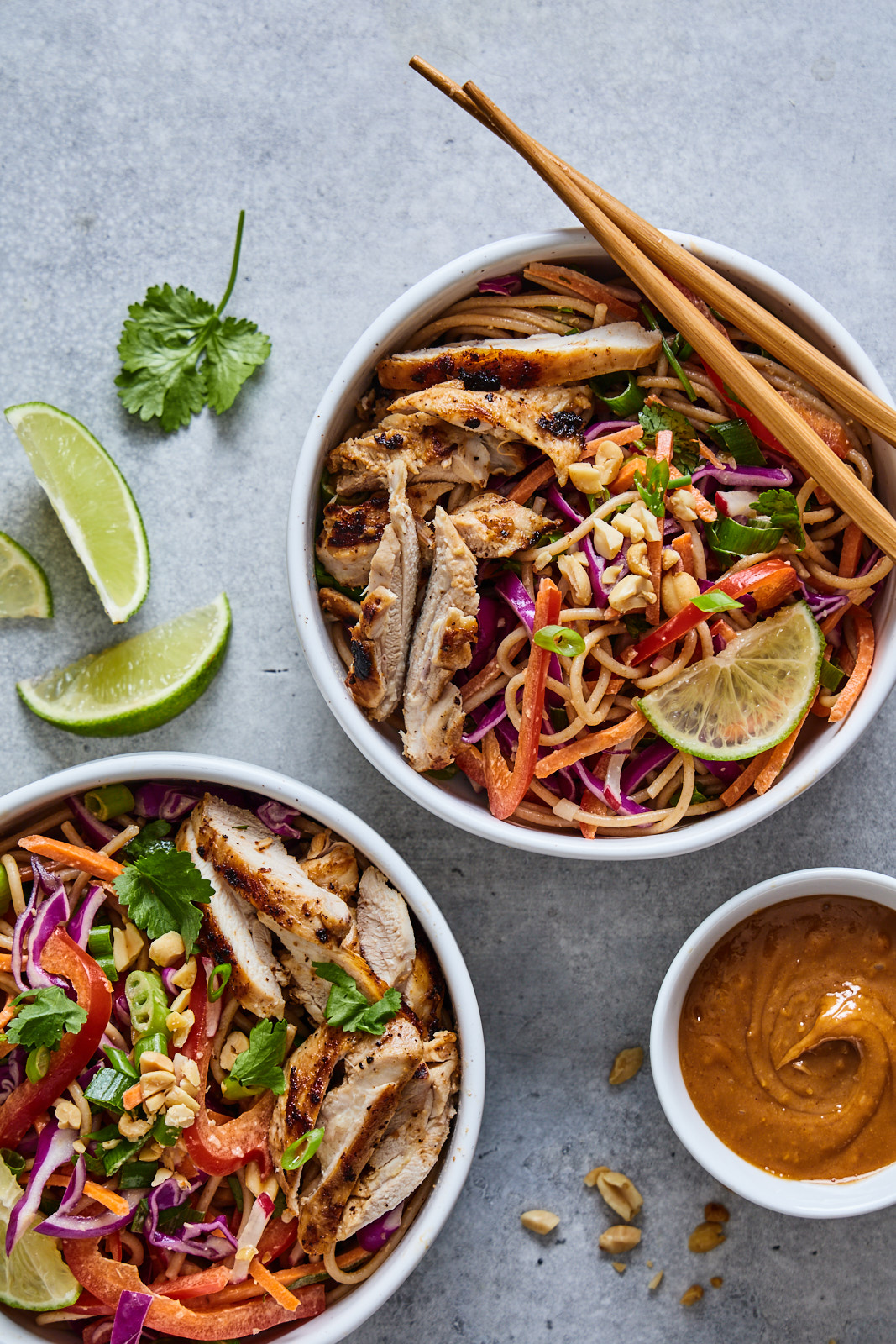 Cold Peanut Noodle Salad With Grilled Chicken