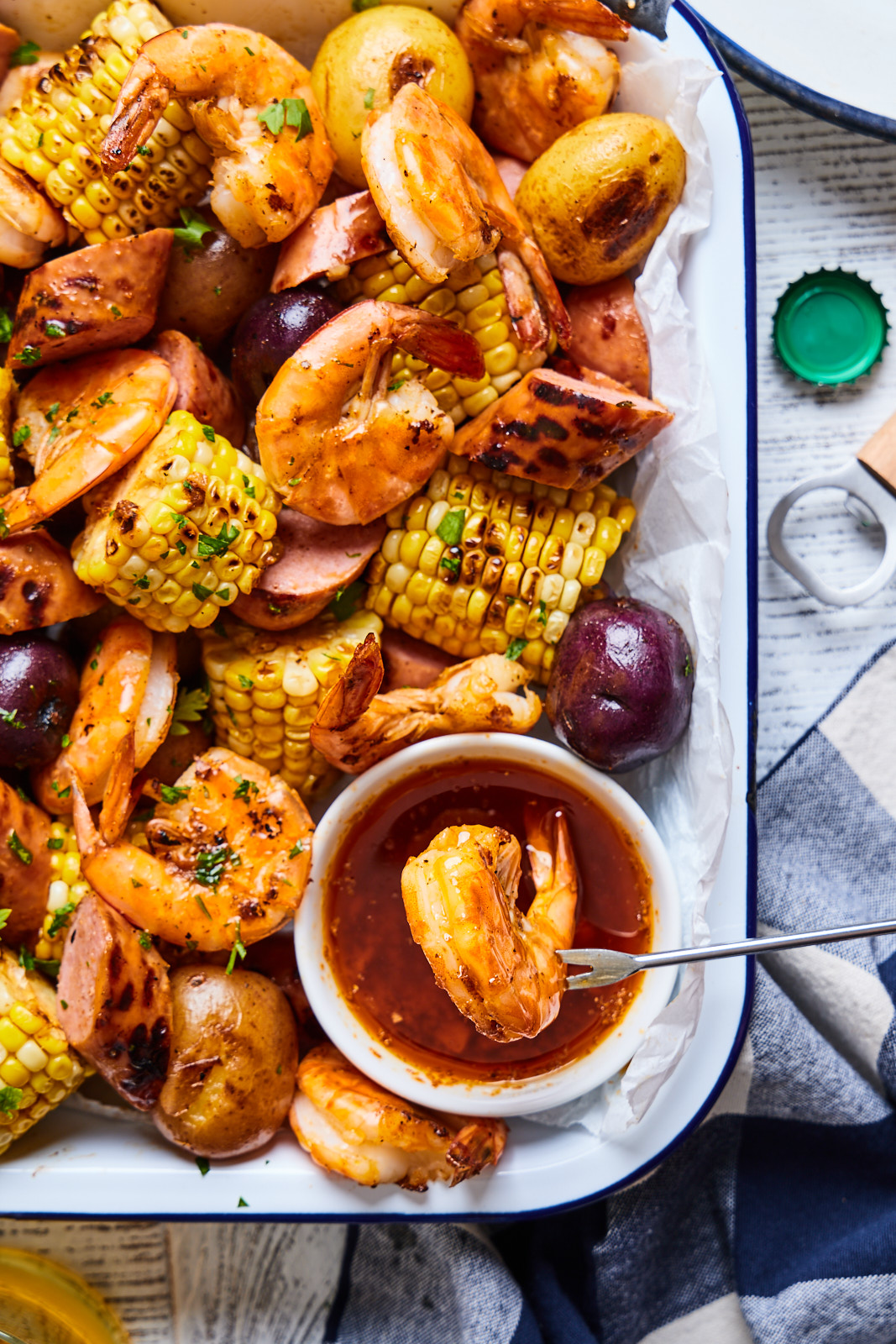 Cajun shrimp grilled top