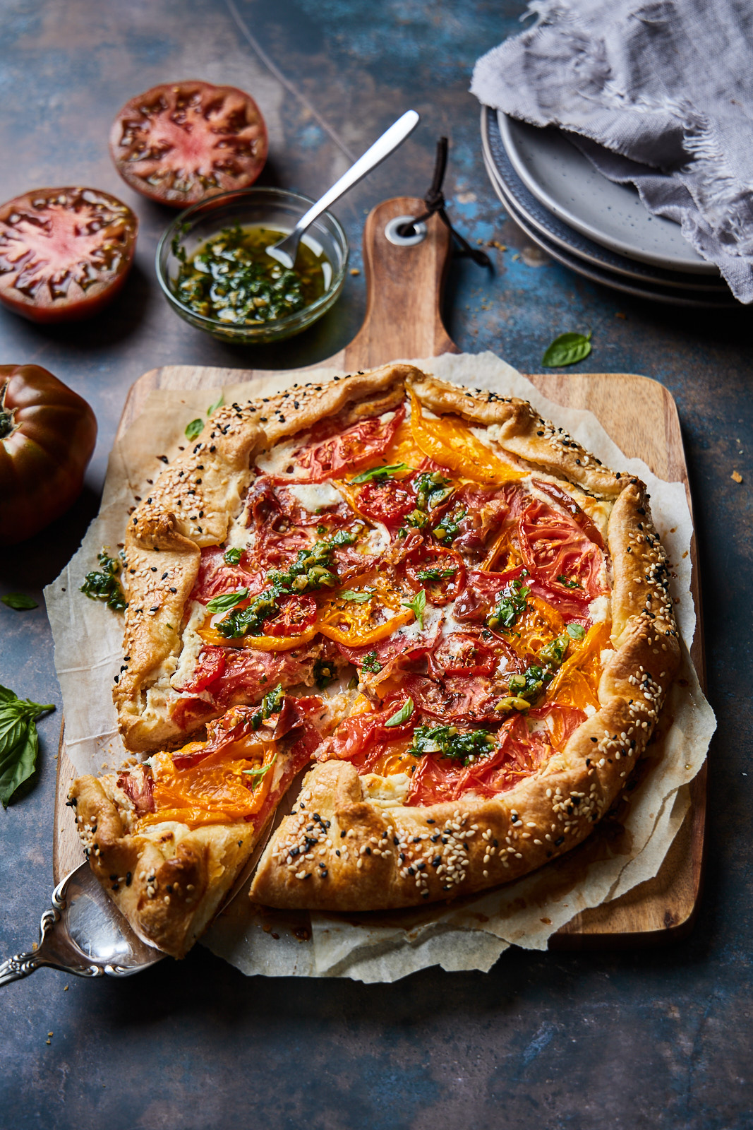 Tomato Feta Galette With Prosciutto