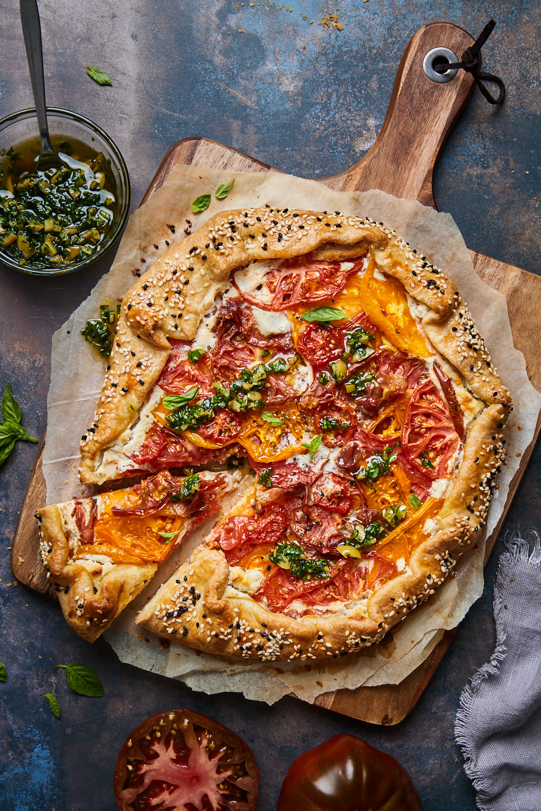 Tomato Feta Galette With Prosciutto