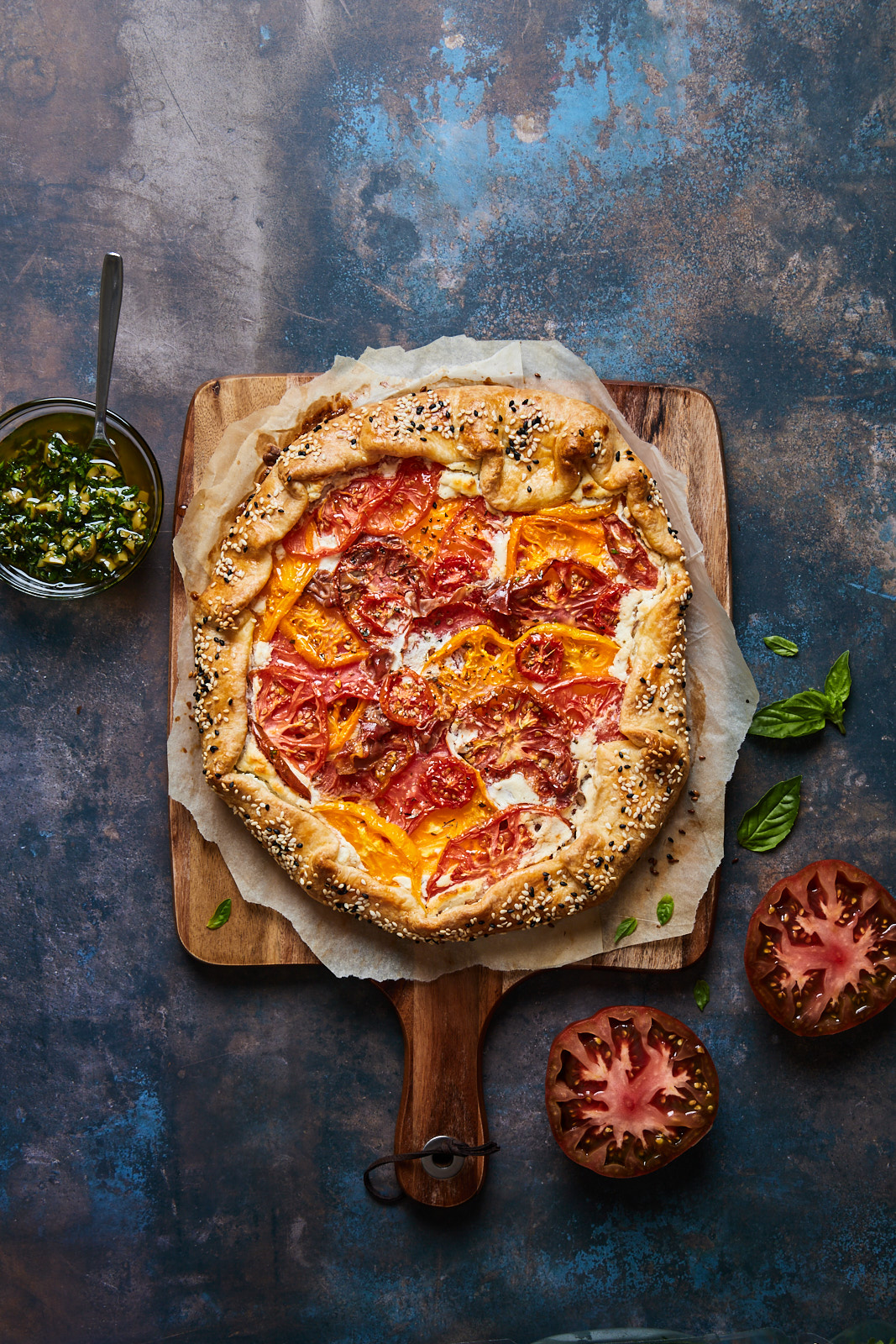 Tomato Feta Galette With Prosciutto