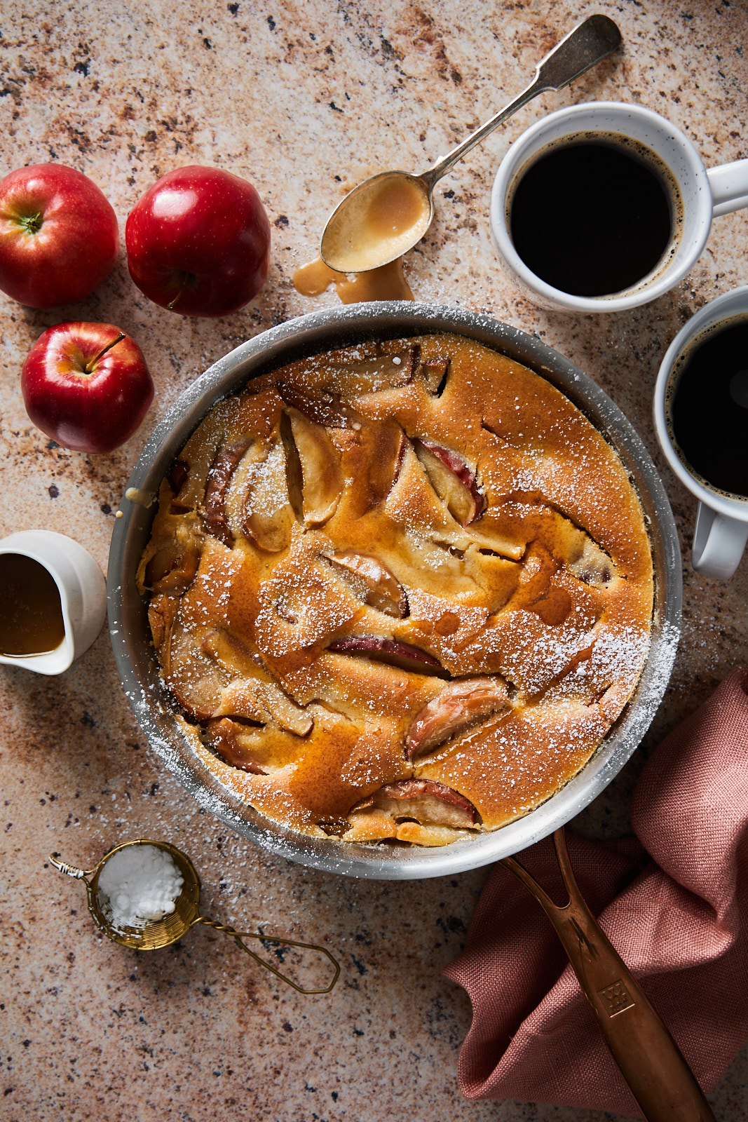 Apple Clafoutis With Caramel Sauce