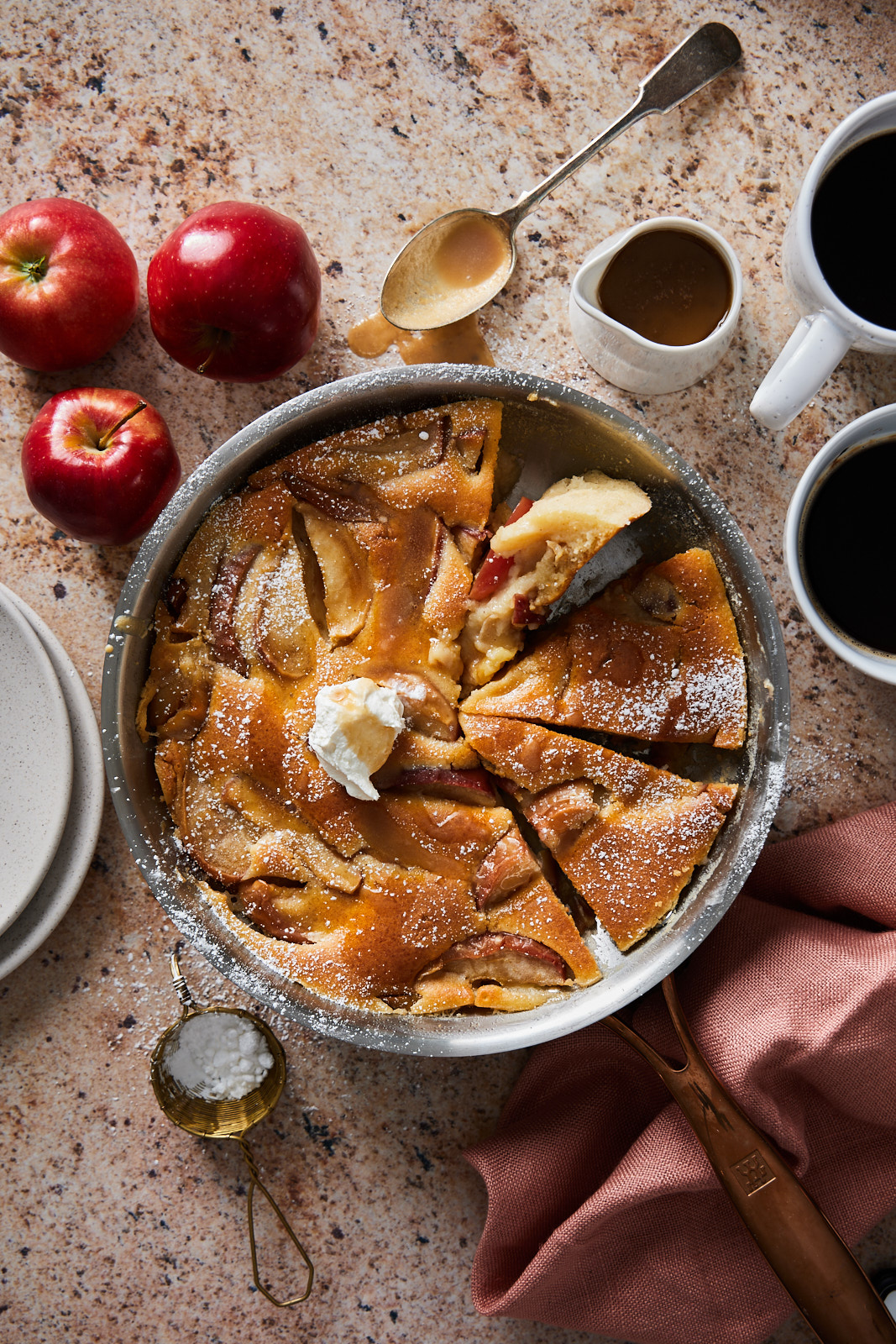 Apple Clafoutis With Caramel Sauce