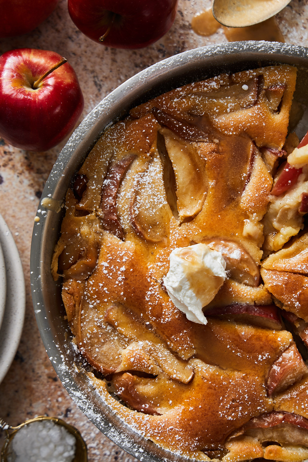 Apple Clafoutis With Caramel Sauce