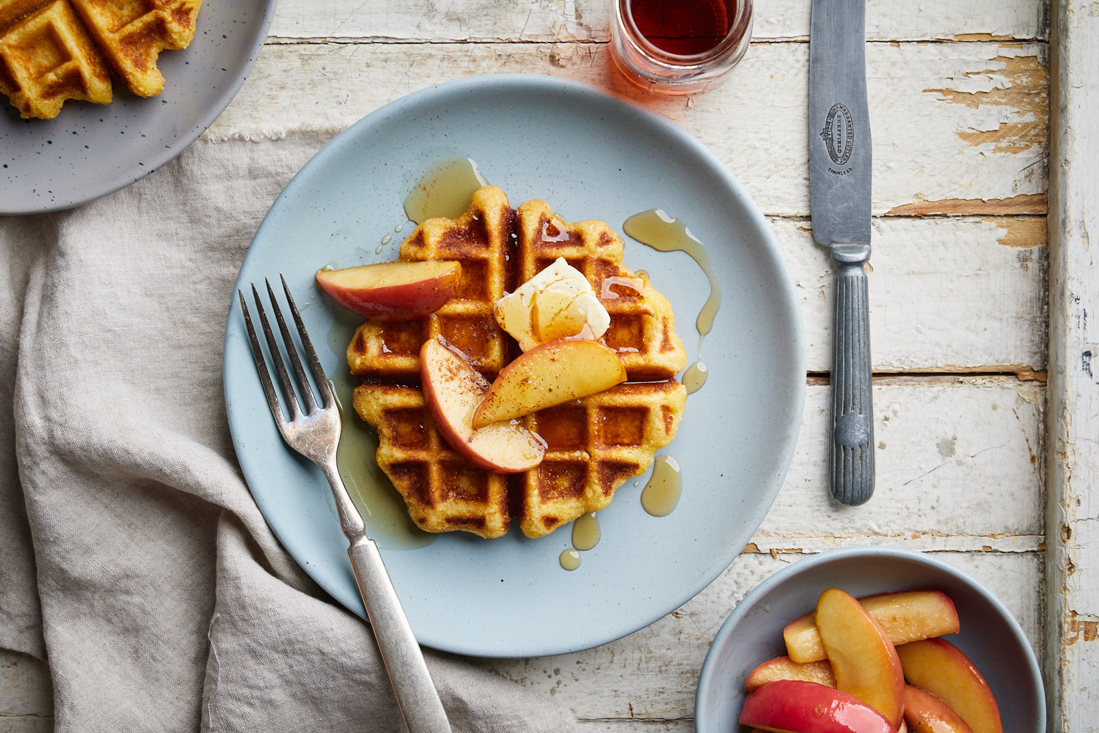 Corn Waffles With Caramelized Apples