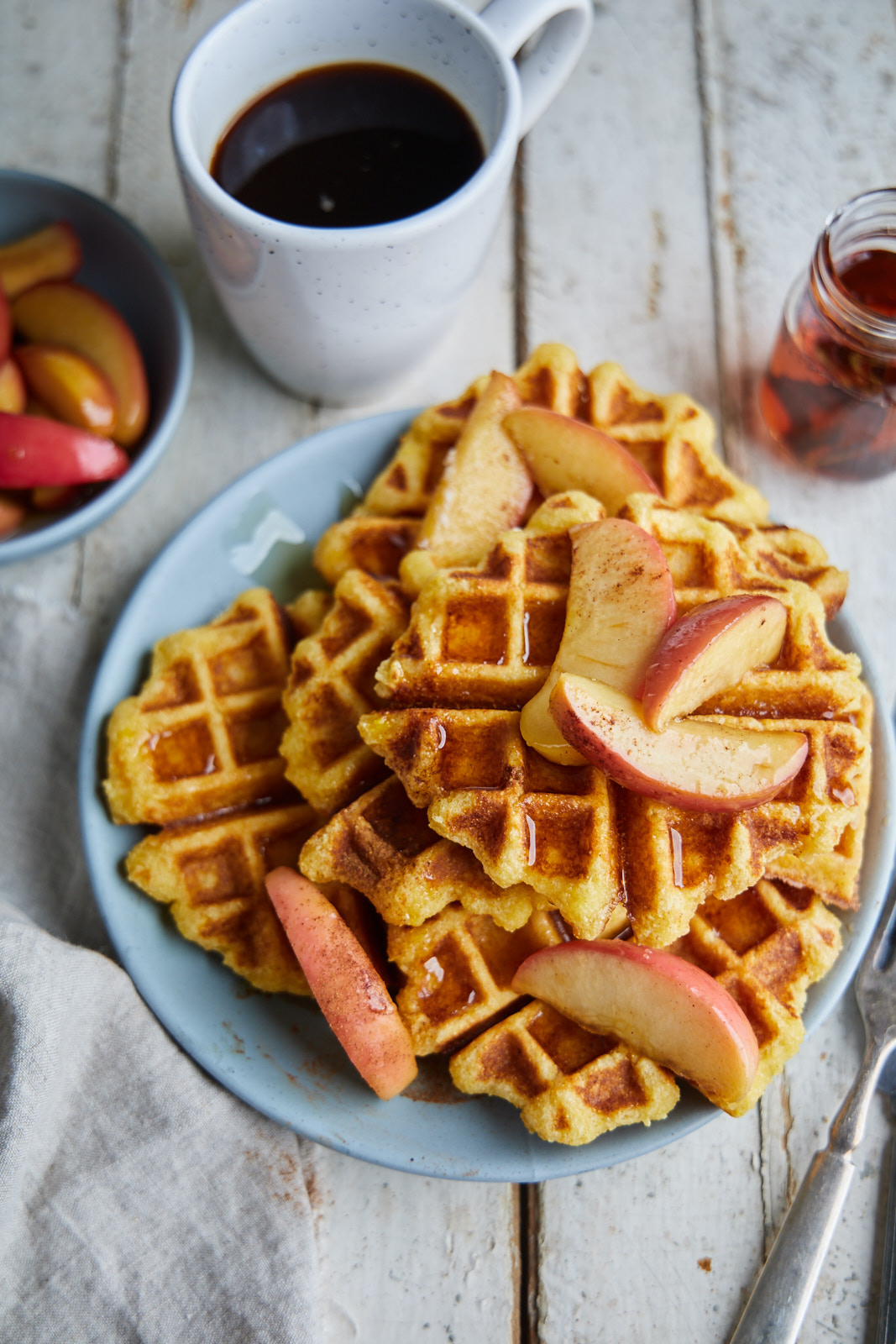 Corn Waffles With Caramelized Apples