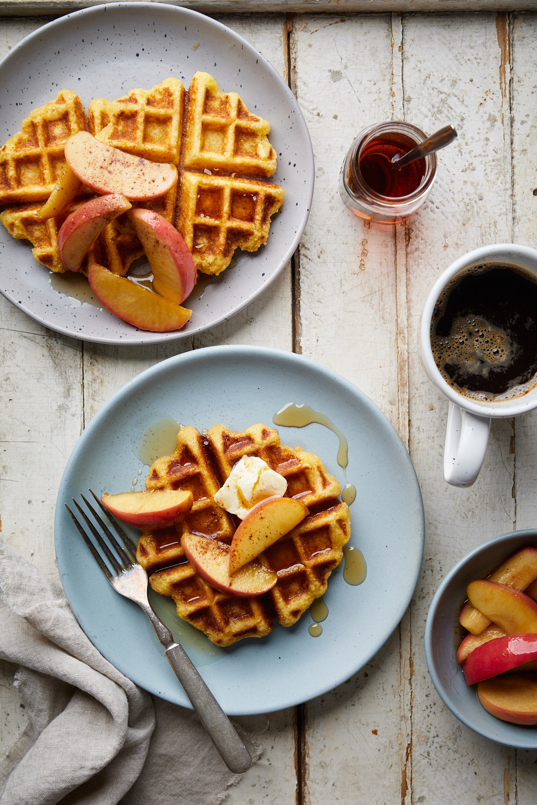 Corn Waffles With Caramelized Apples