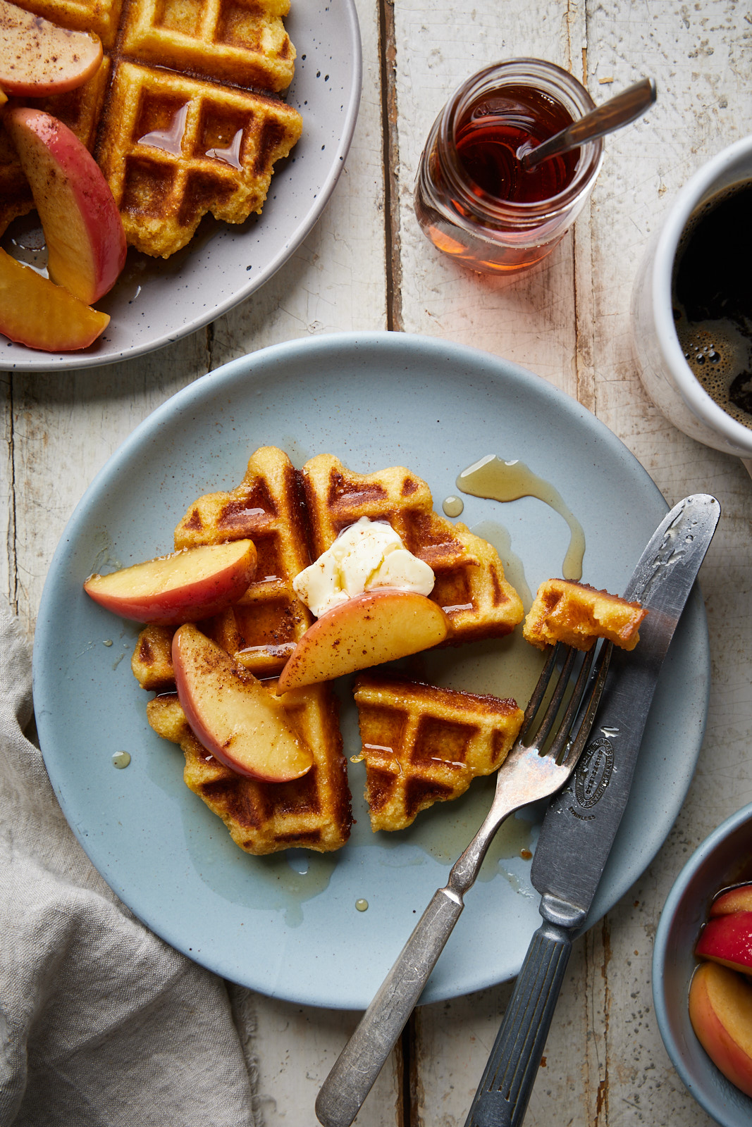 Corn Waffles With Caramelized Apples