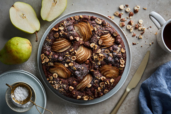 Chocolate Hazelnut Pear Cake