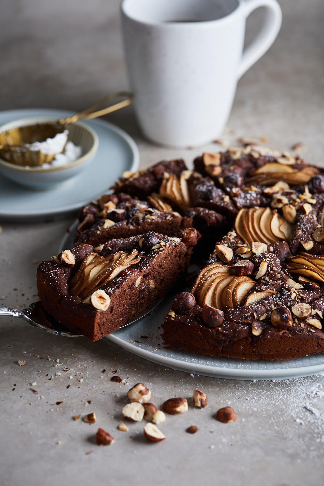 Chocolate Hazelnut Pear Cake