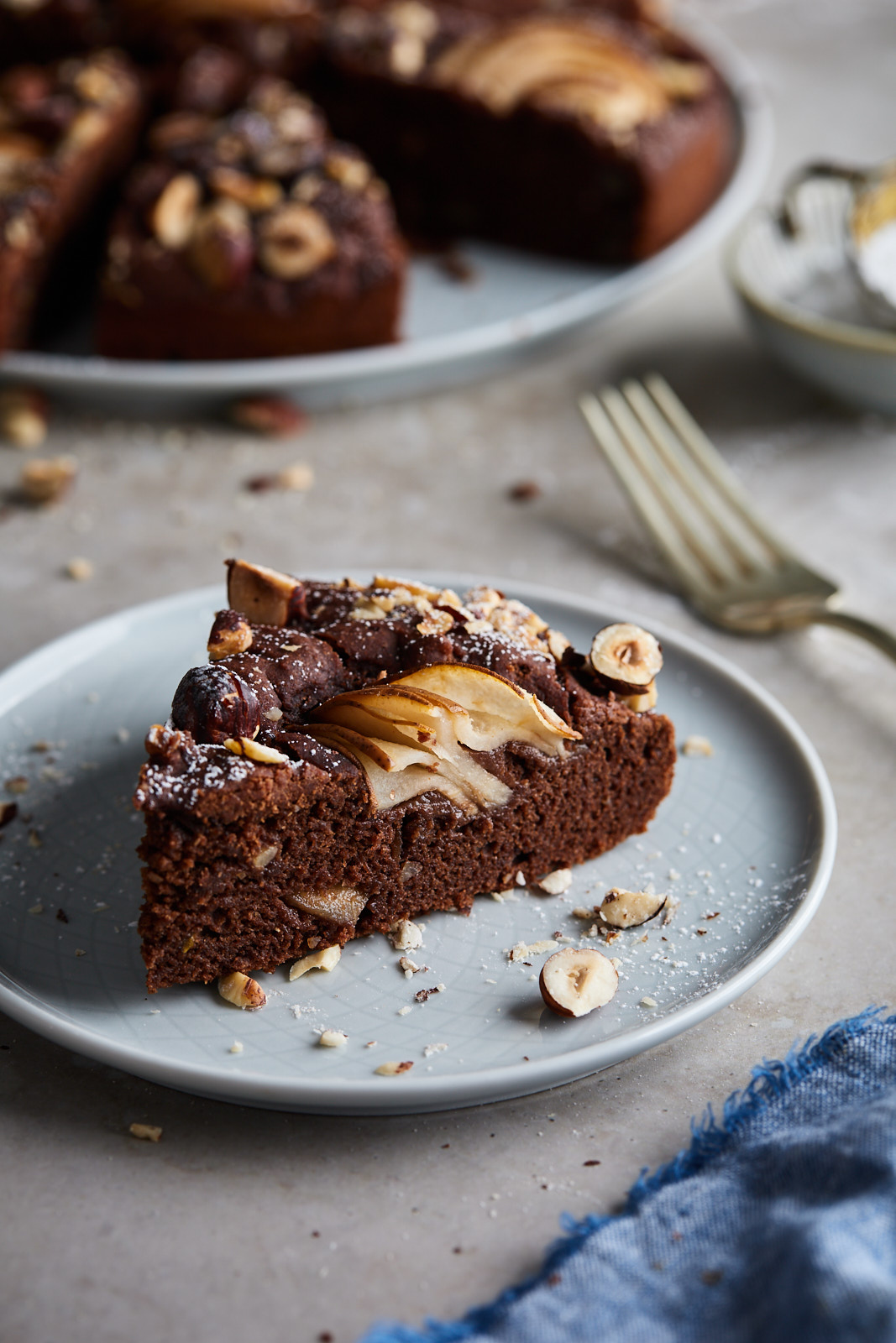 Chocolate Hazelnut Pear Cake