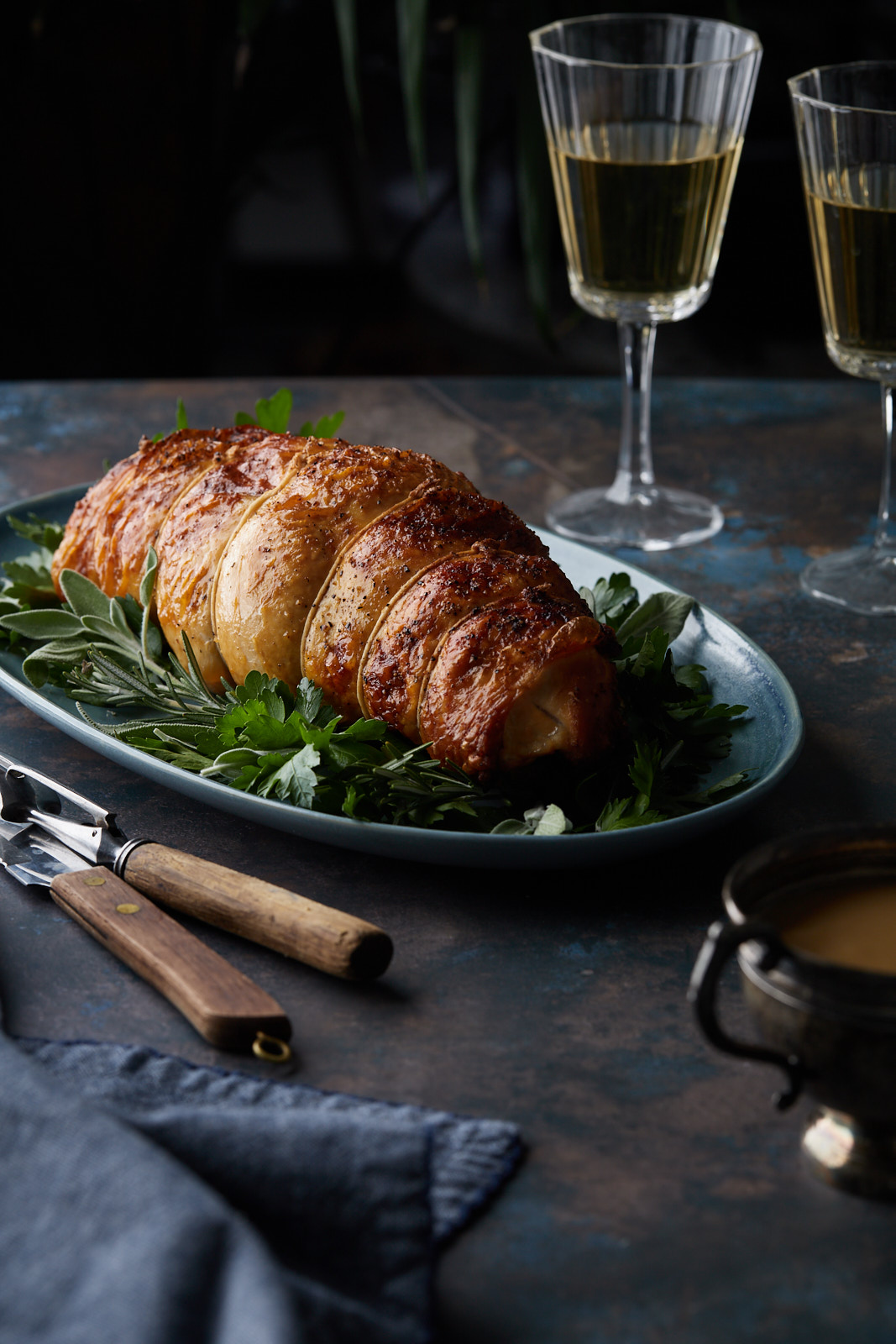 Roasted Turkey Breast Roulade With Cranberry Herb Stuffing