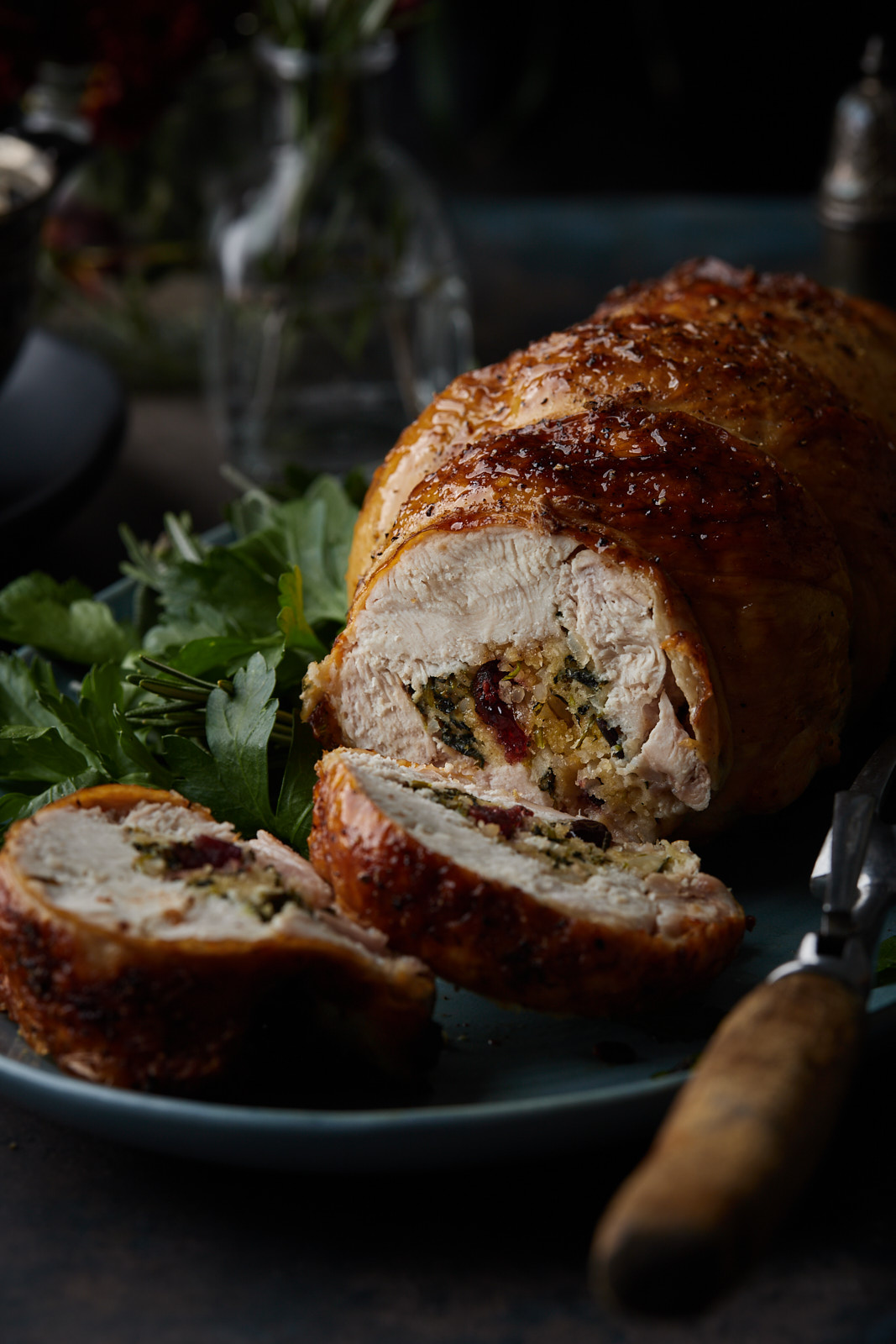 Roasted Turkey Breast Roulade With Cranberry Herb Stuffing