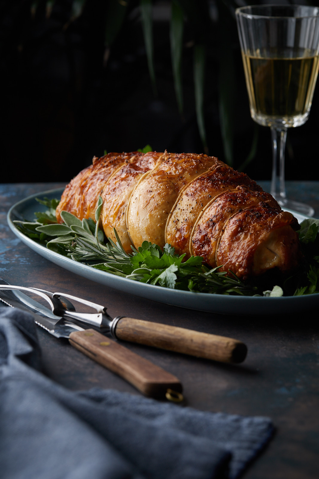 Roasted Turkey Breast Roulade With Cranberry Herb Stuffing